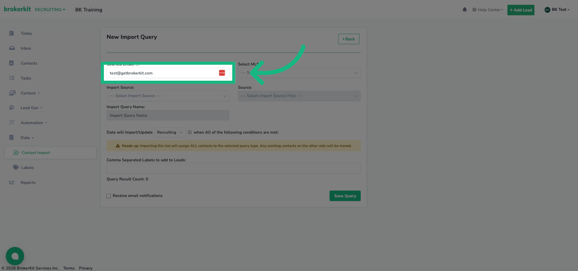 Access Courted Email Field