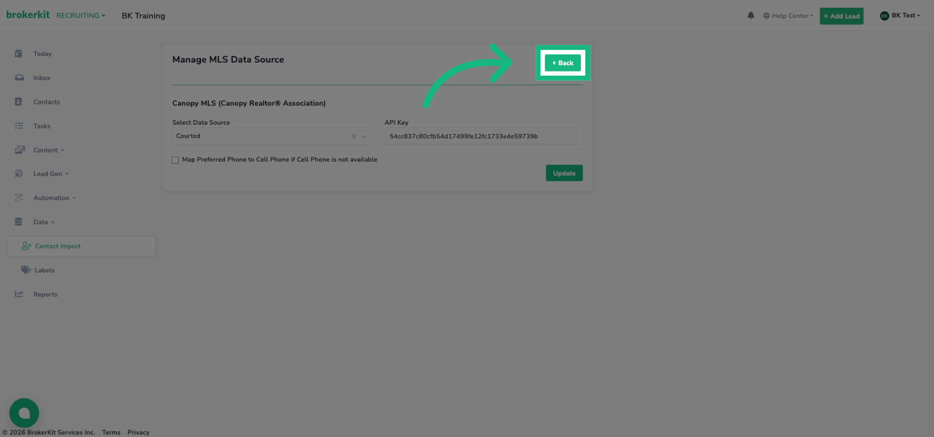Return to Data Menu