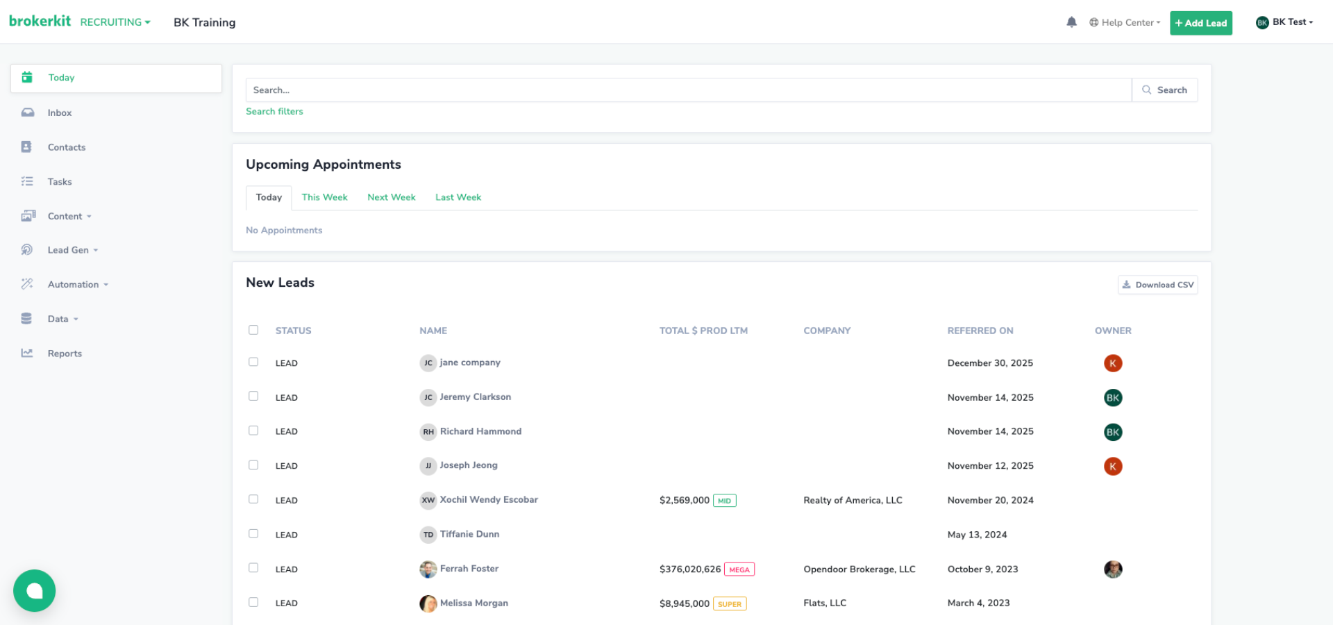 Open Brokerkit Today Page
