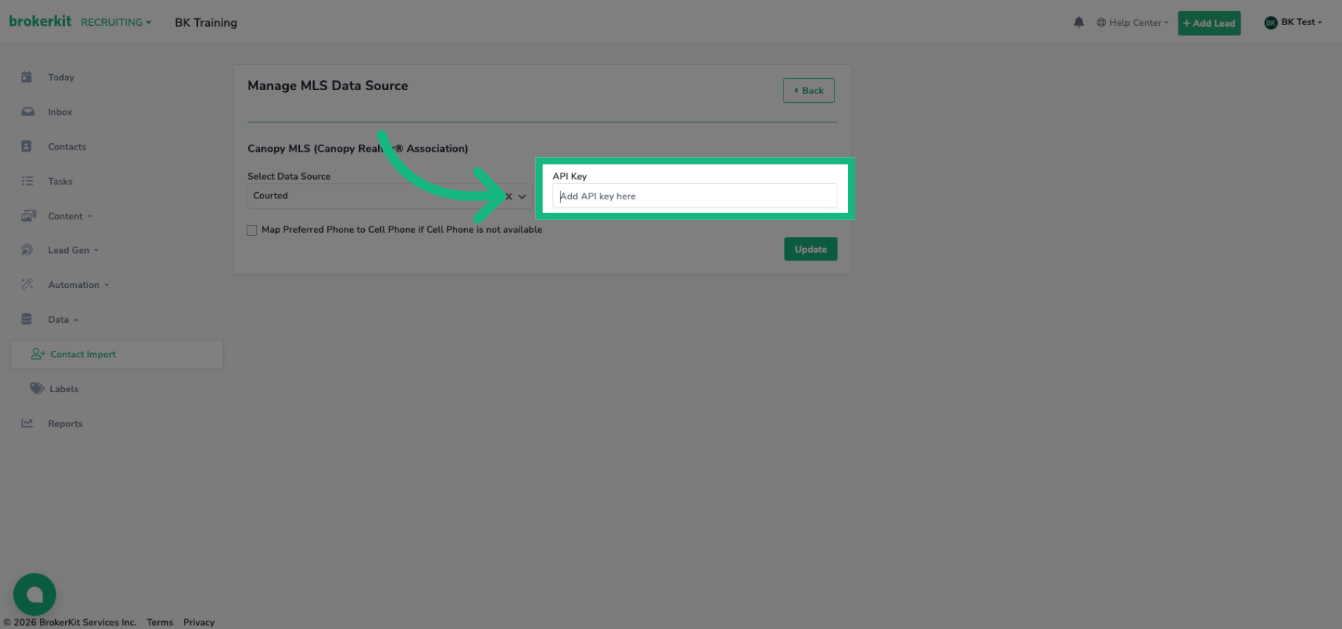 Open API Key Field