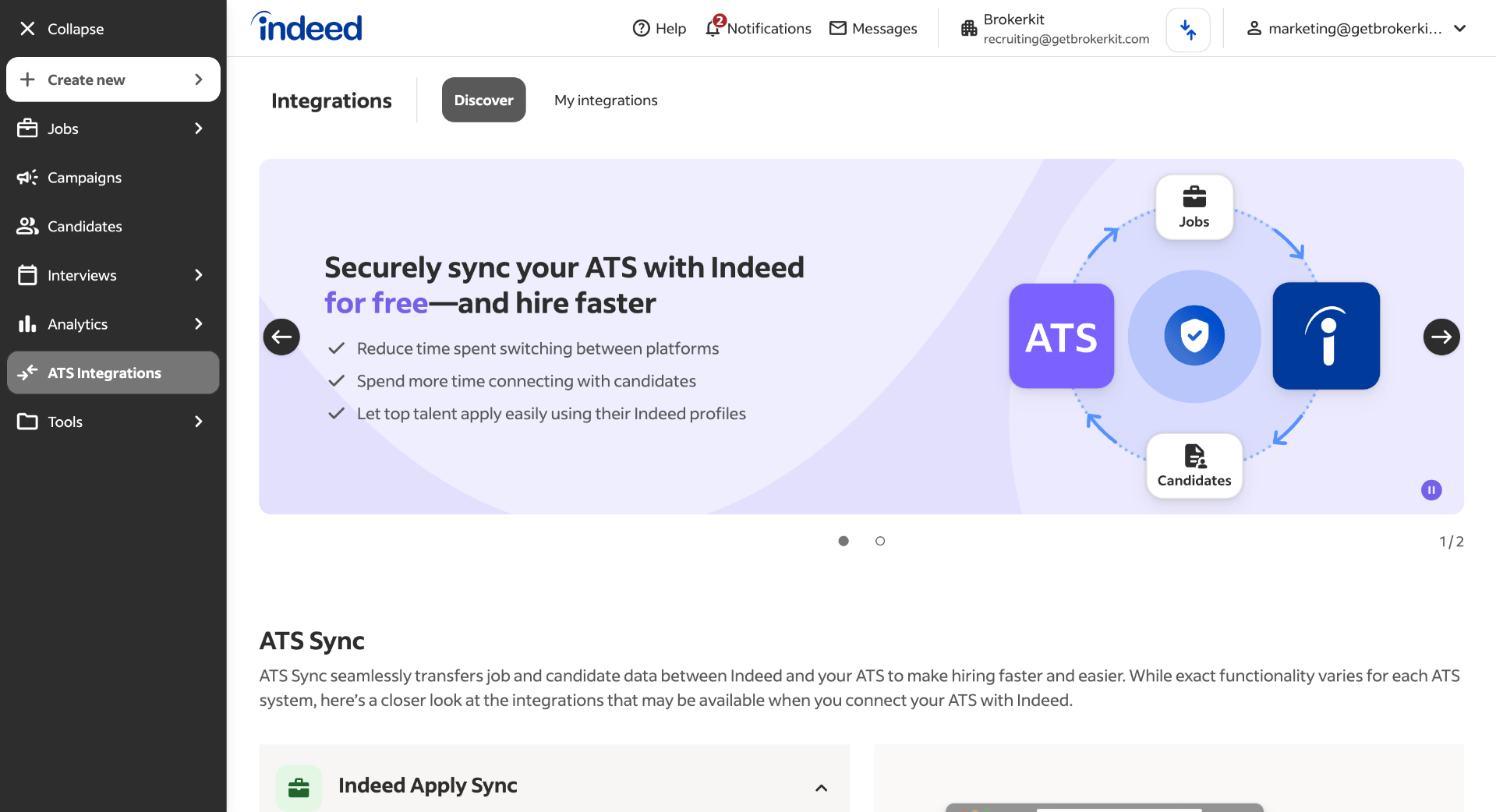Navigate to Indeed employer account