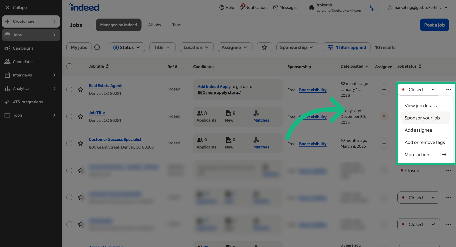 Click 'View job details'