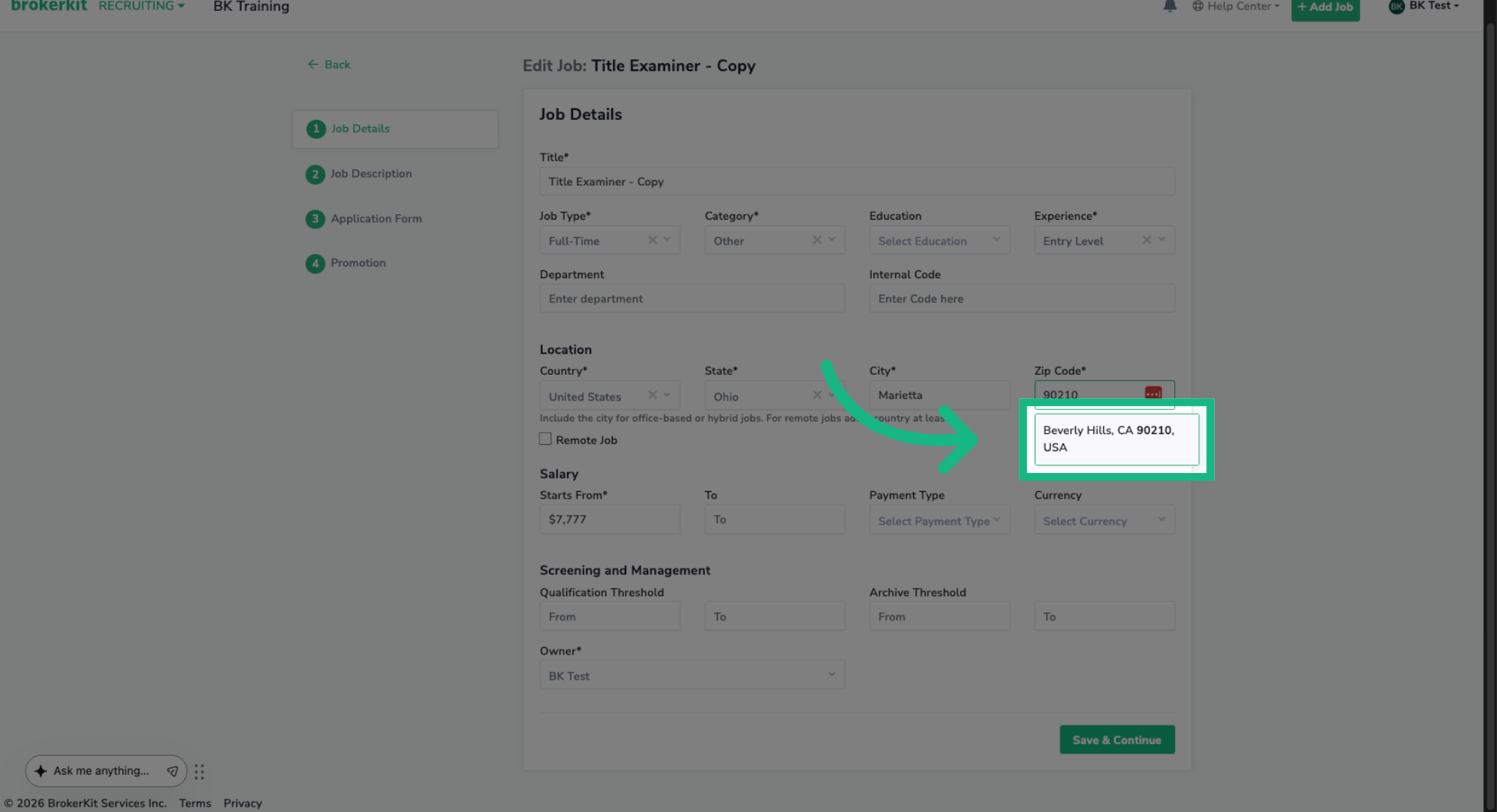 Select Location From Suggestions