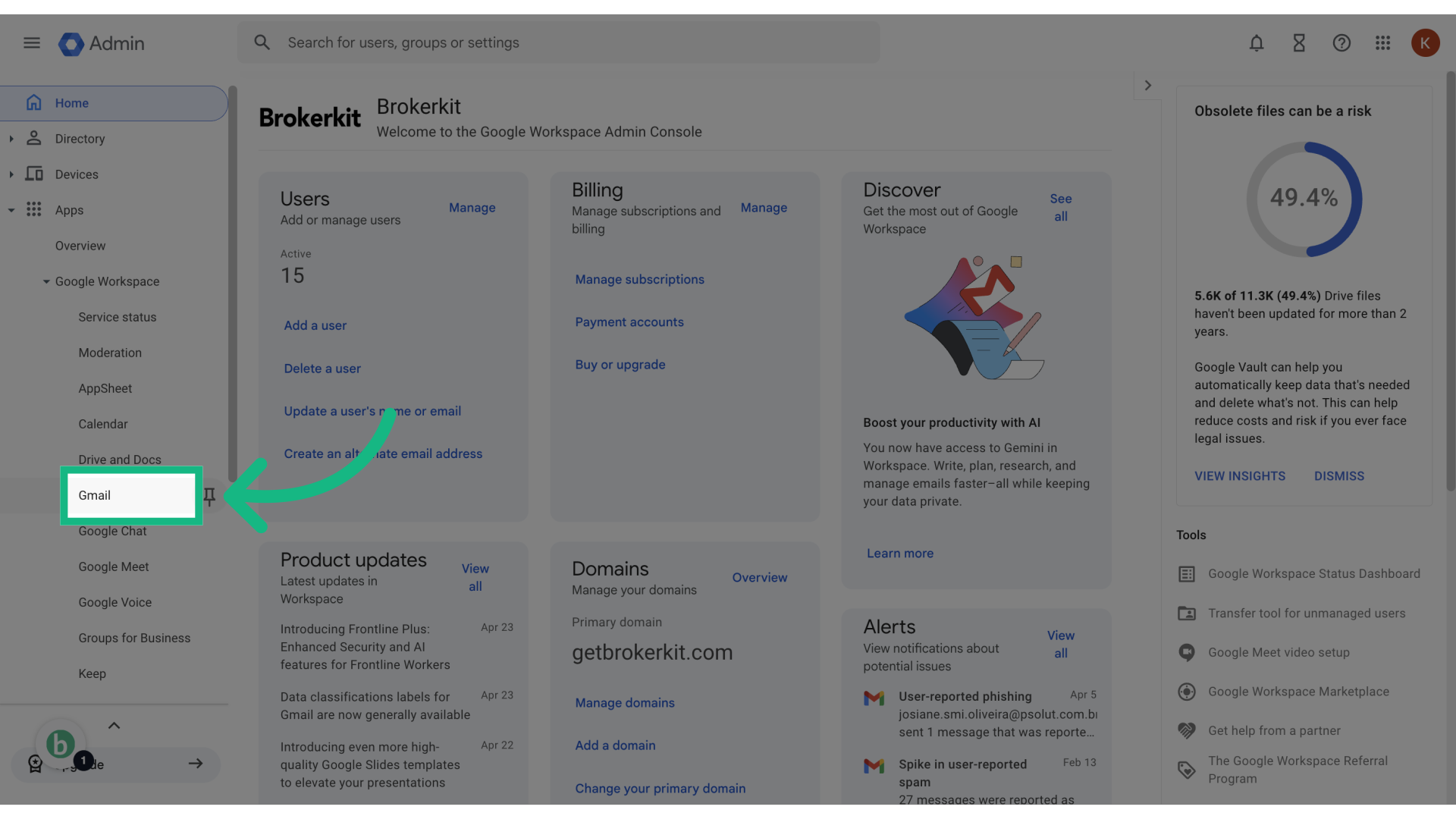 Click 'Gmail'