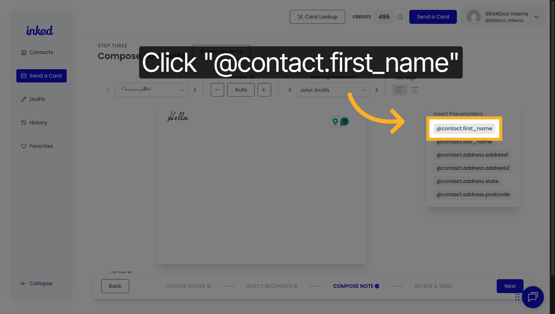 Use @contact.first_name