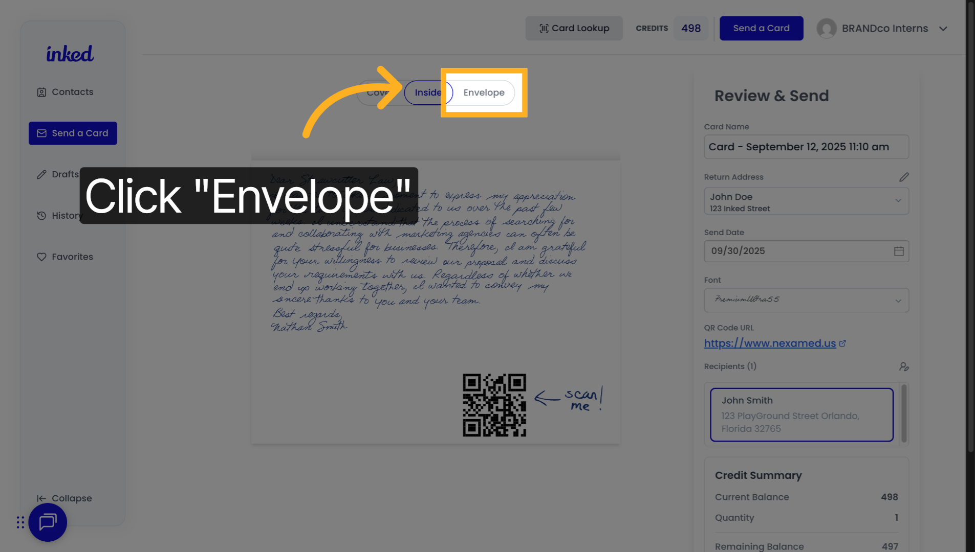 Preview envelope details