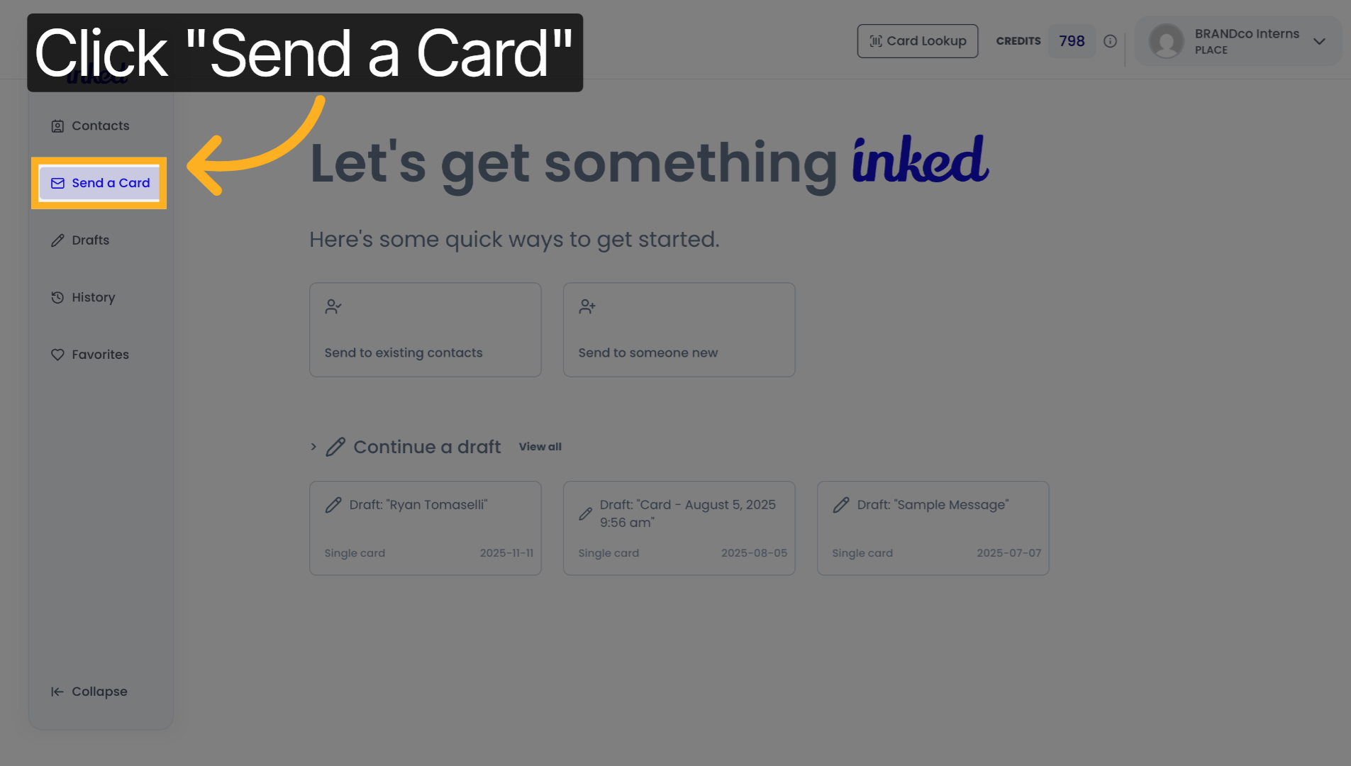 Choose Send a Card
