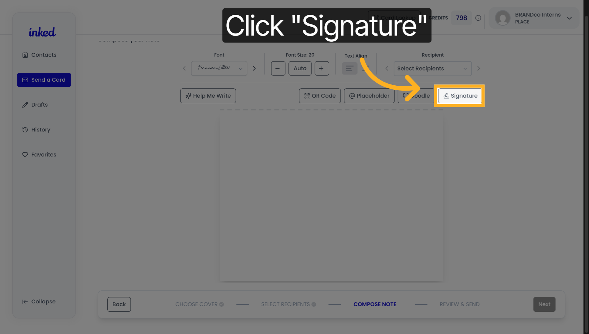 Select Signature Tab