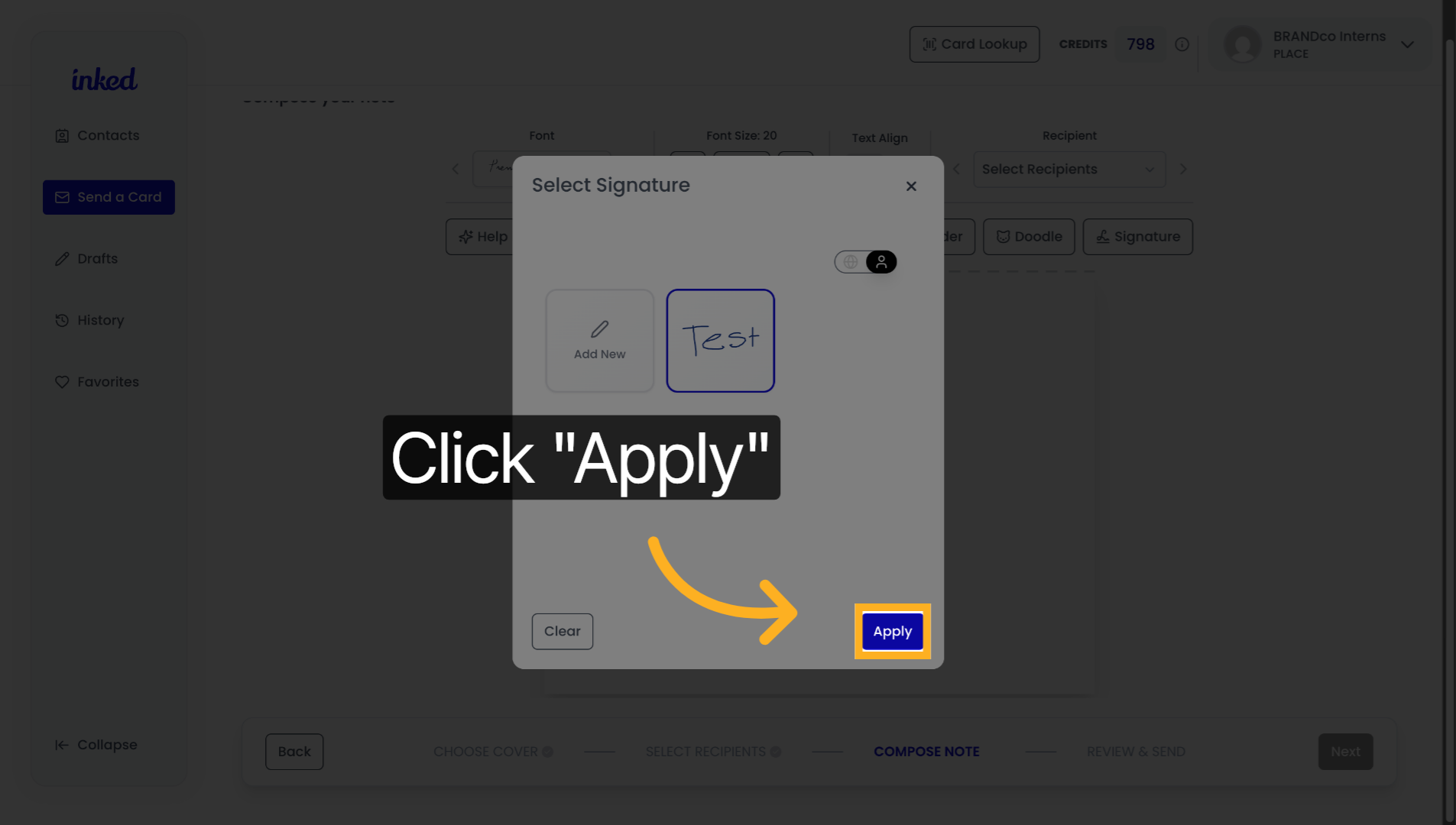 Apply Selected Signature