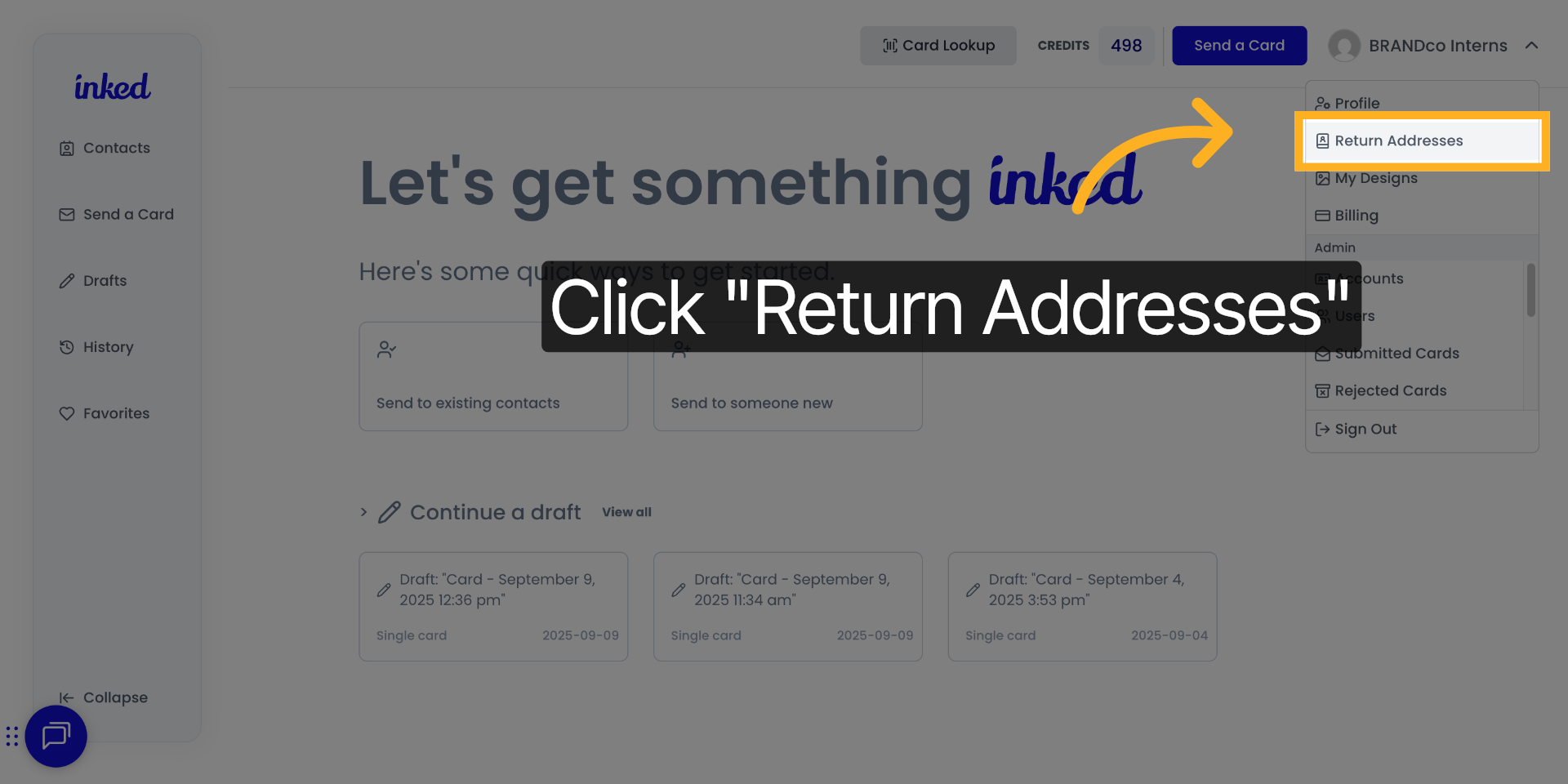 Click 'Return Addresses'