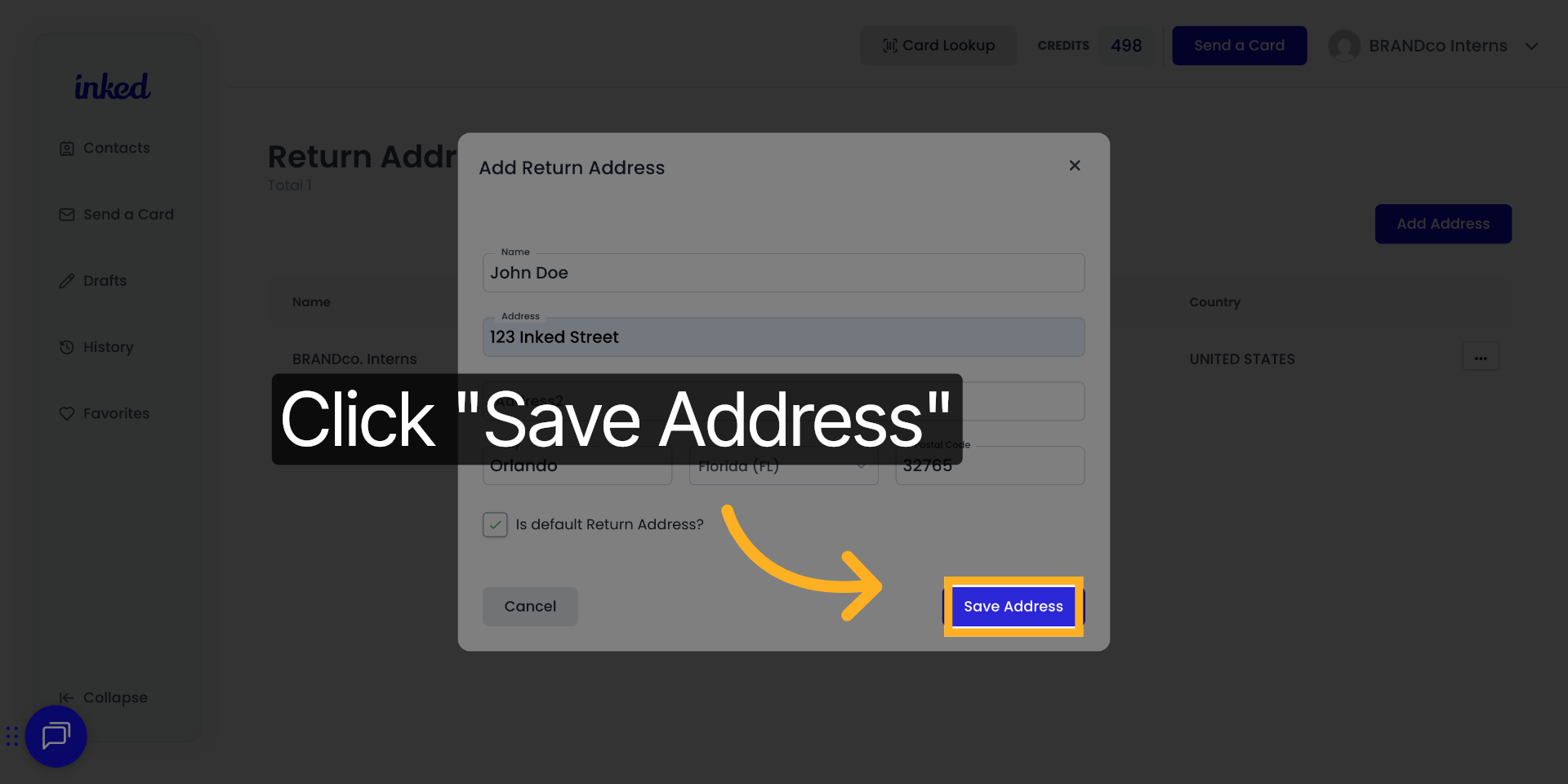 Click 'Save Address'