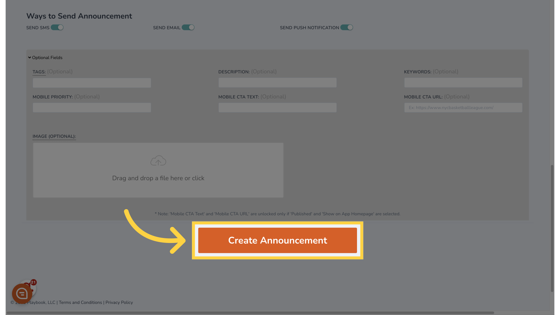 Click 'Create Announcement'