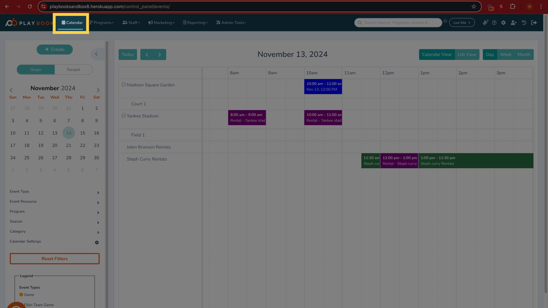 You can access the calendar from the backend at any time by clicking 'Calendar'