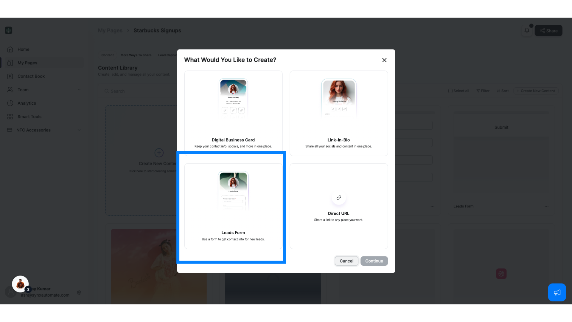 Select Leads Form