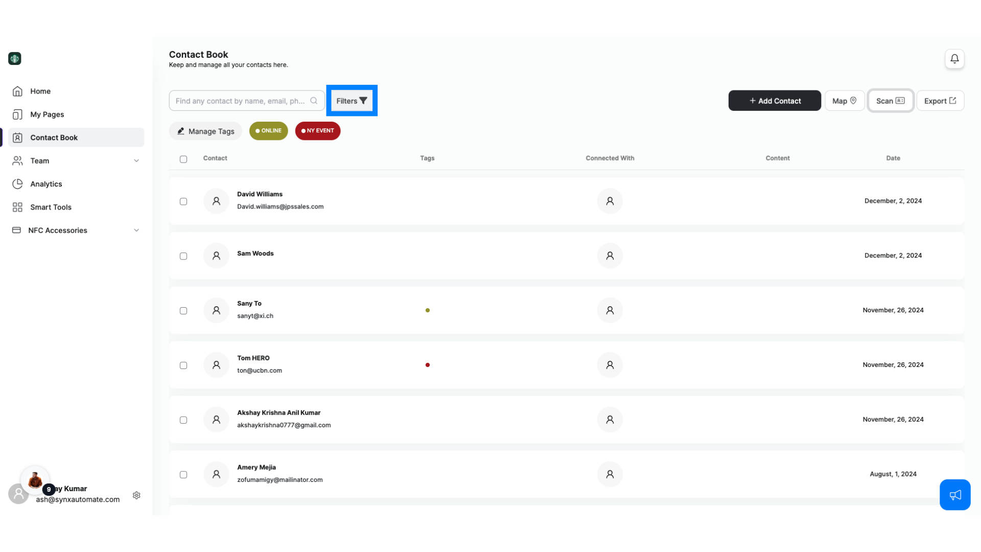  Filtering Contacts