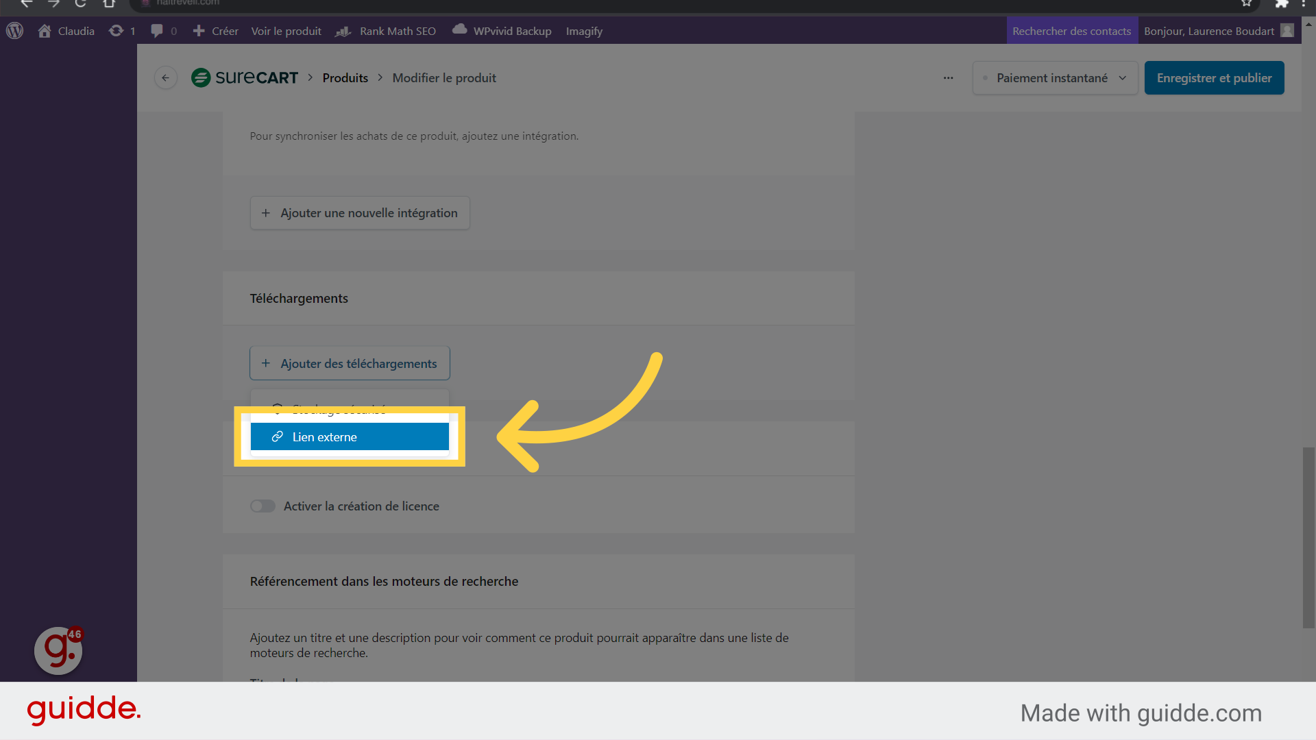 Cliquez 'Lien externe'