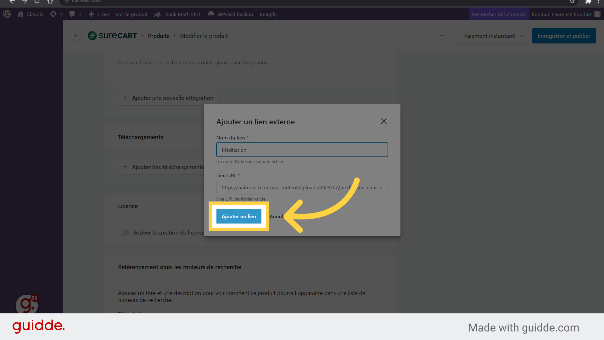 Cliquez 'Ajouter un lien'
