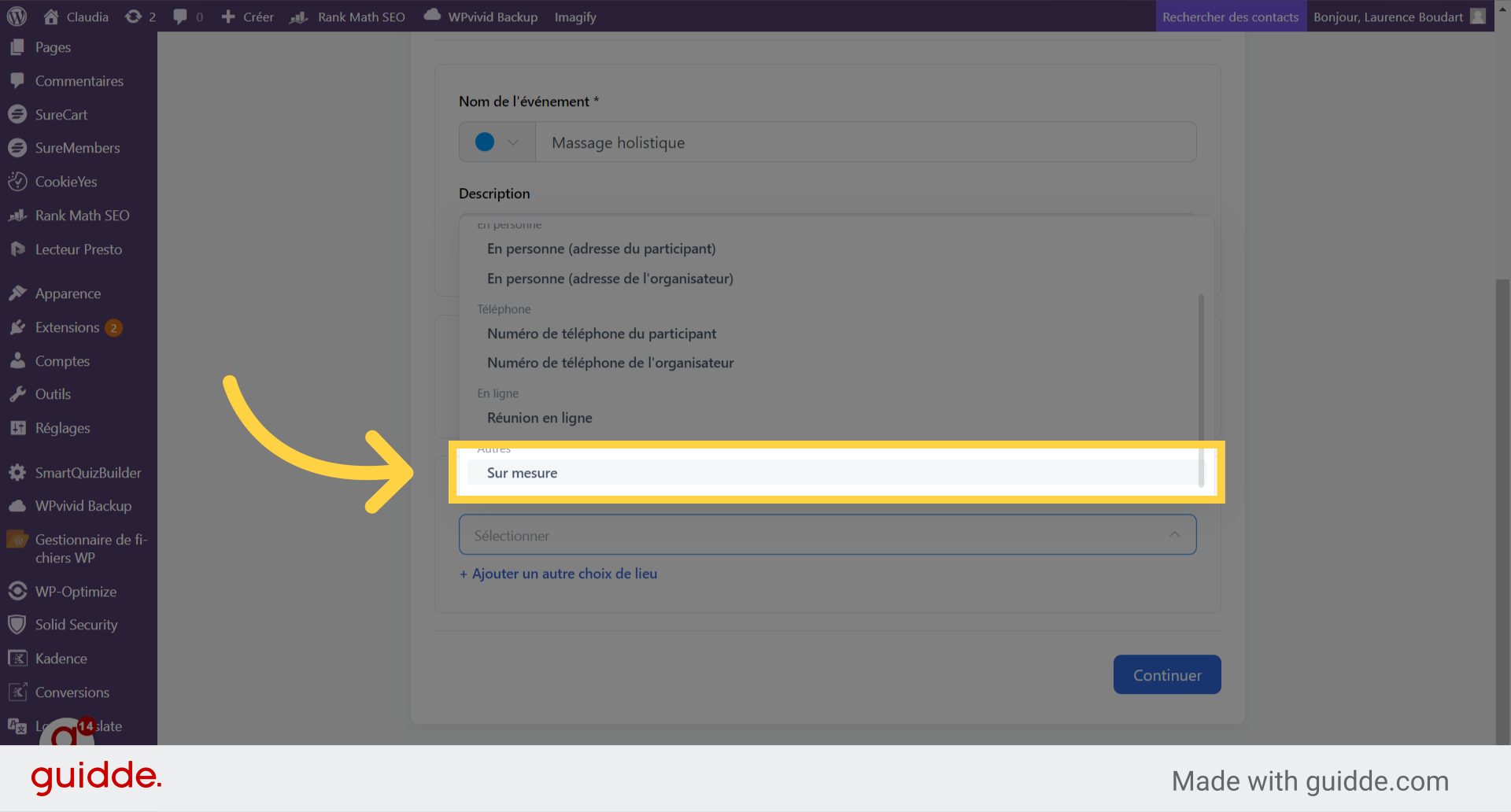 Pour une réunion en présentiel Cliquez 'Sur mesure'
