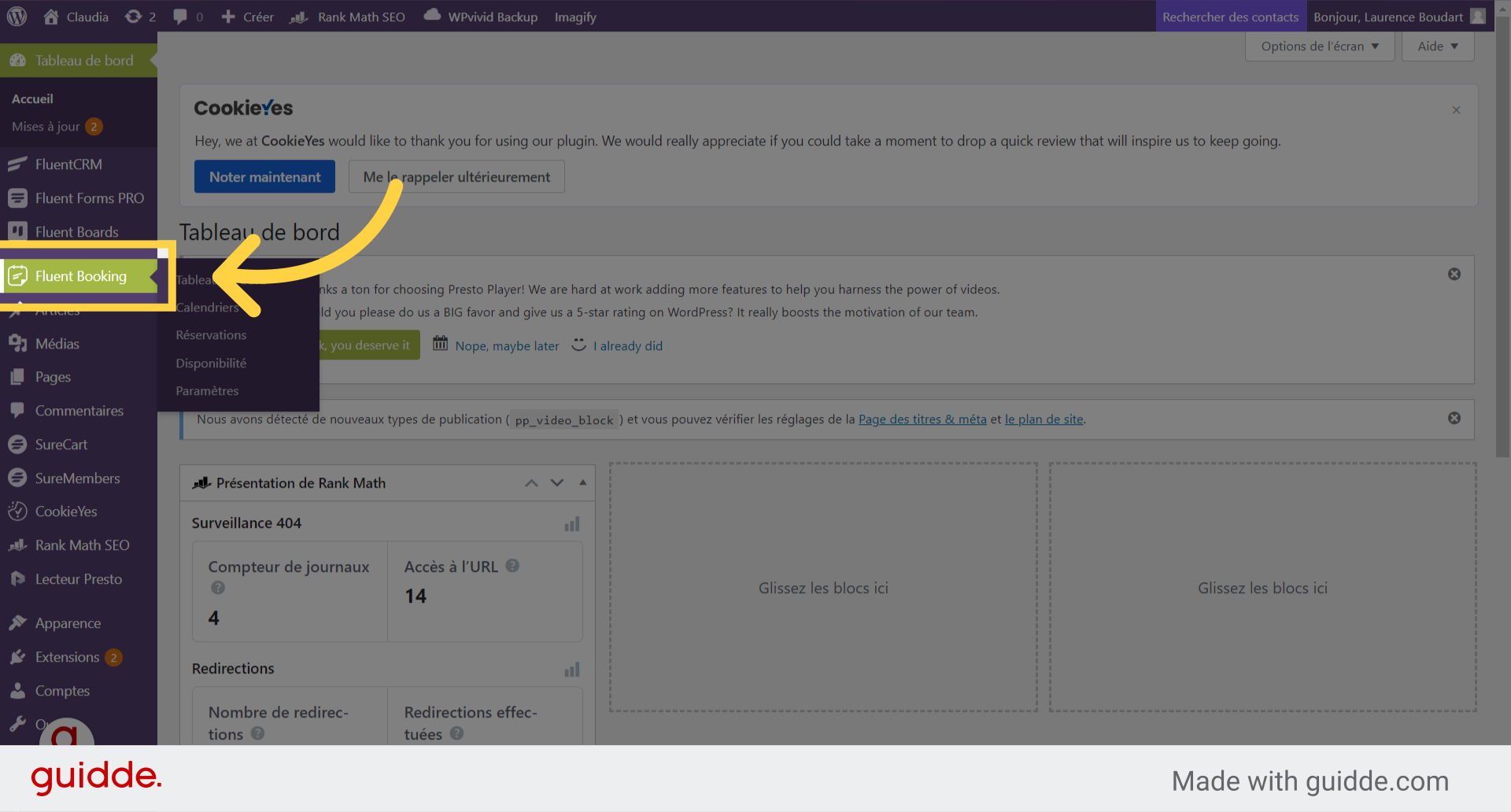 Cliquez 'Fluent Booking'