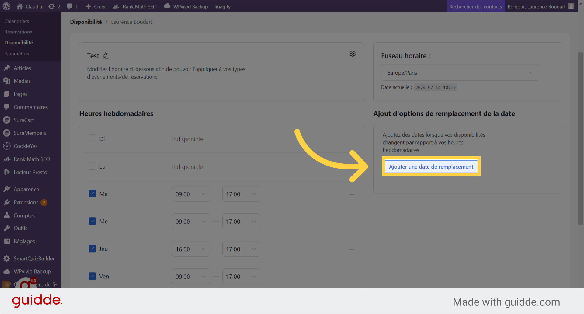Cliquez 'Ajouter une date de remplacement'