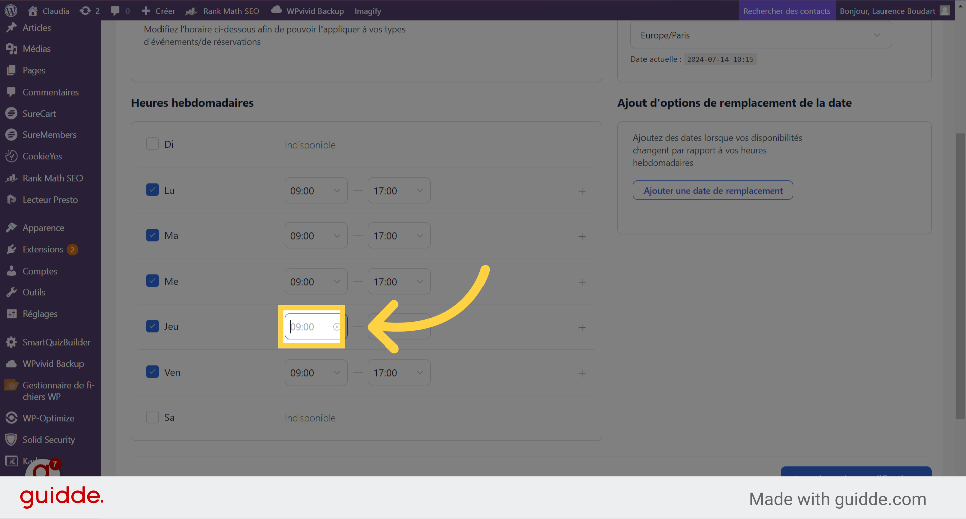 Adaptez les horaires