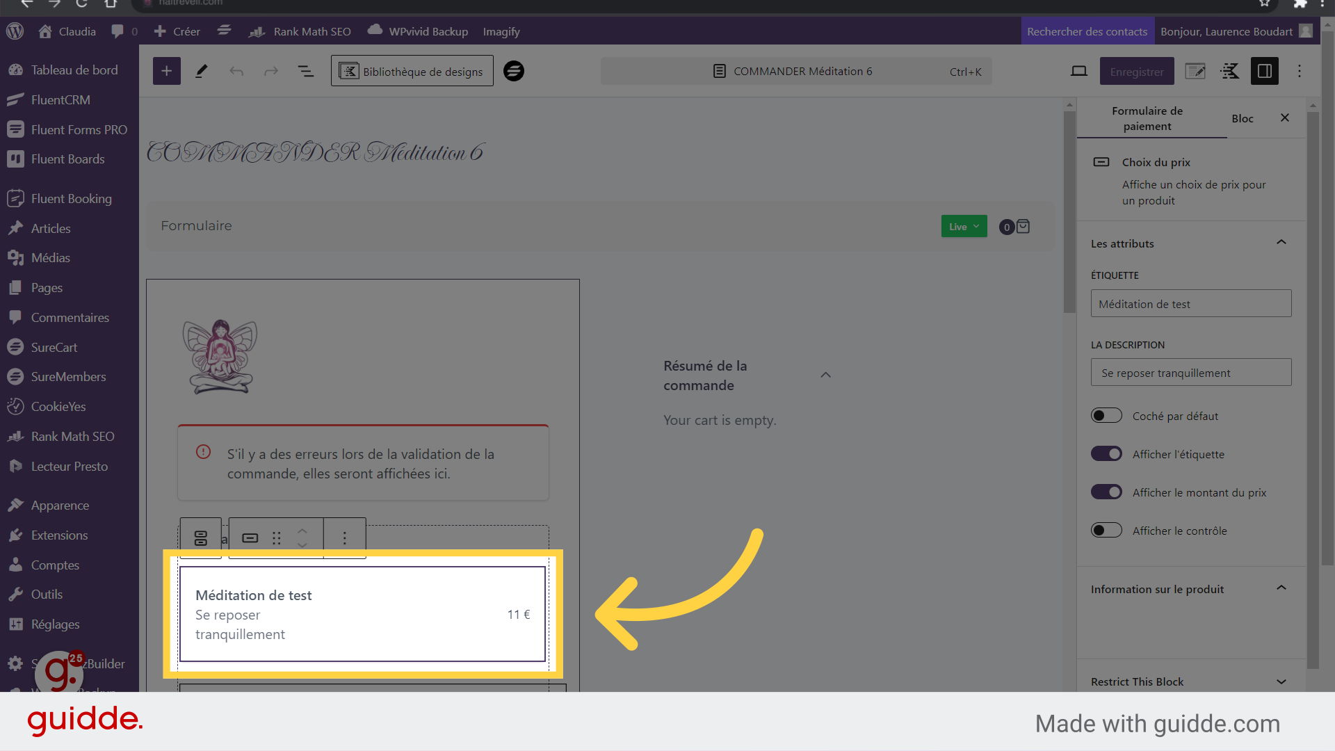 Click sur le produit
