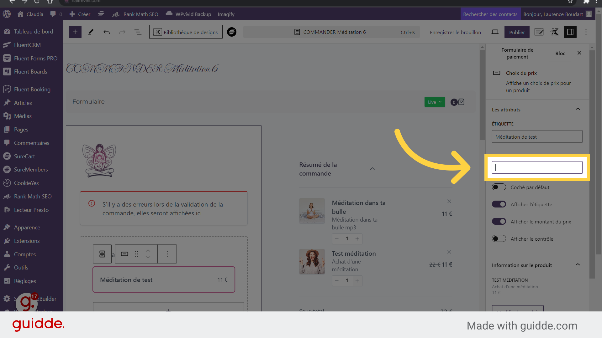 Click 'LA DESCRIPTION'