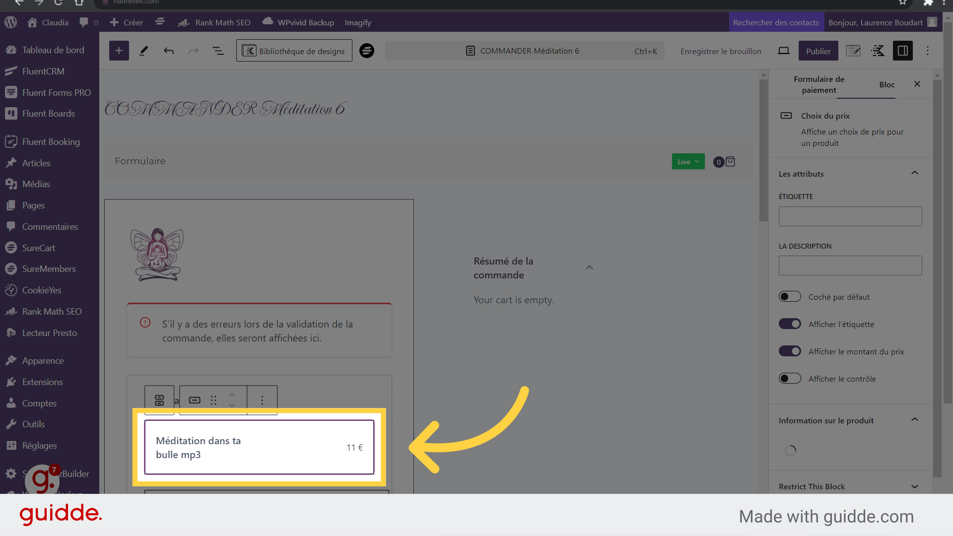Click sur le produit