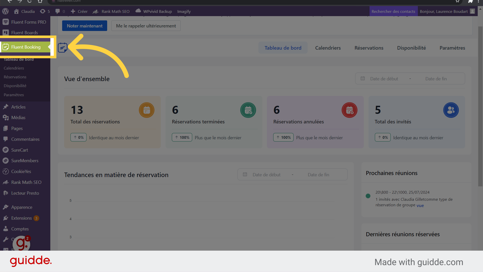 Cliquez 'Fluent Booking'