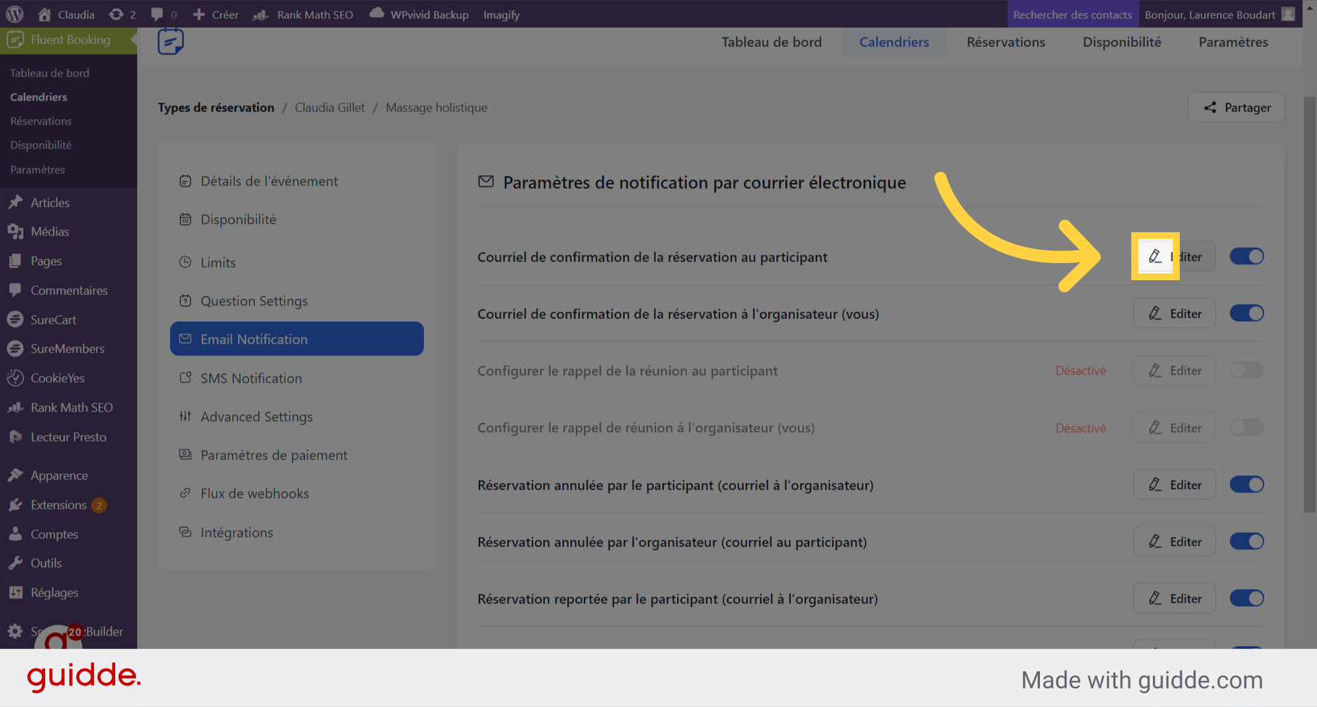 Editer le texte des mails