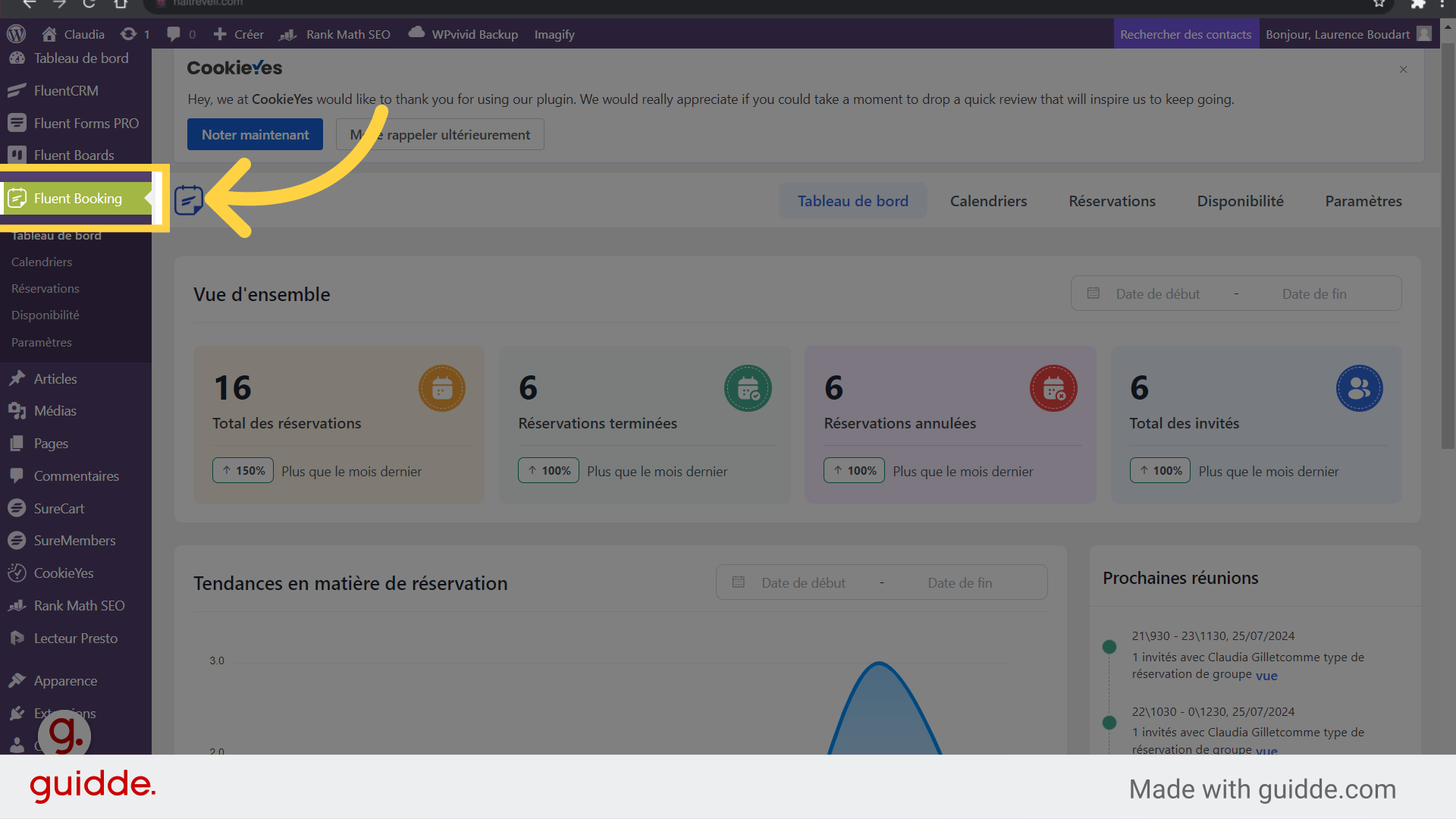 Cliquez 'Fluent Booking'