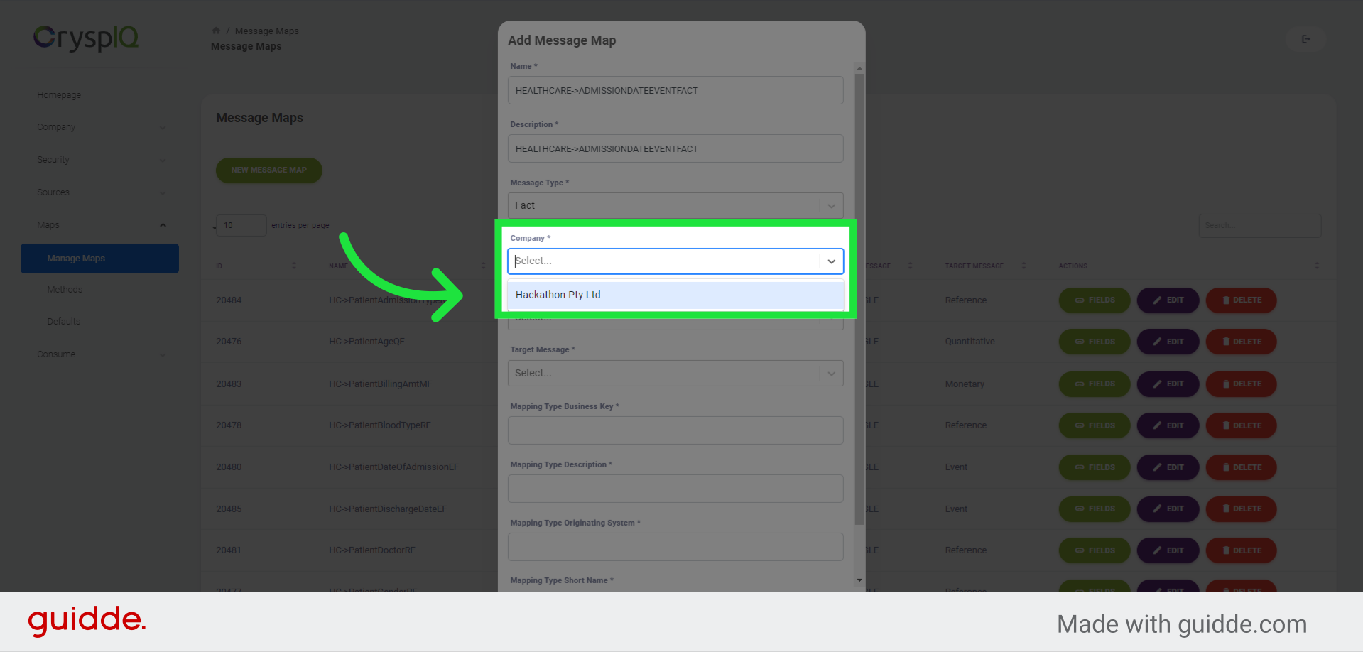 Select the company that the Mapping type relates to