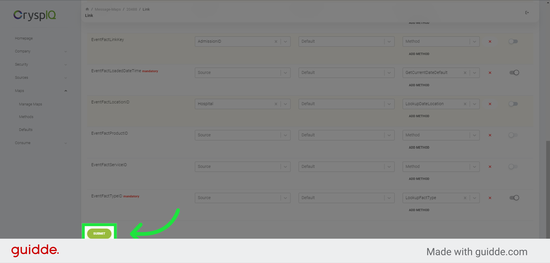 Create the new source to target mapping definition