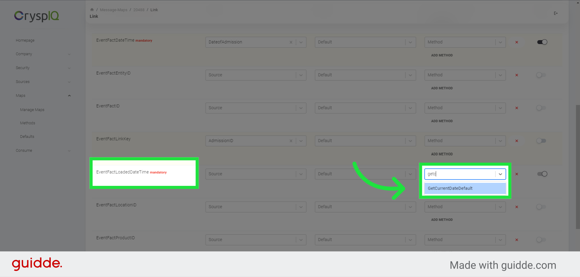 Map the date and time of data load