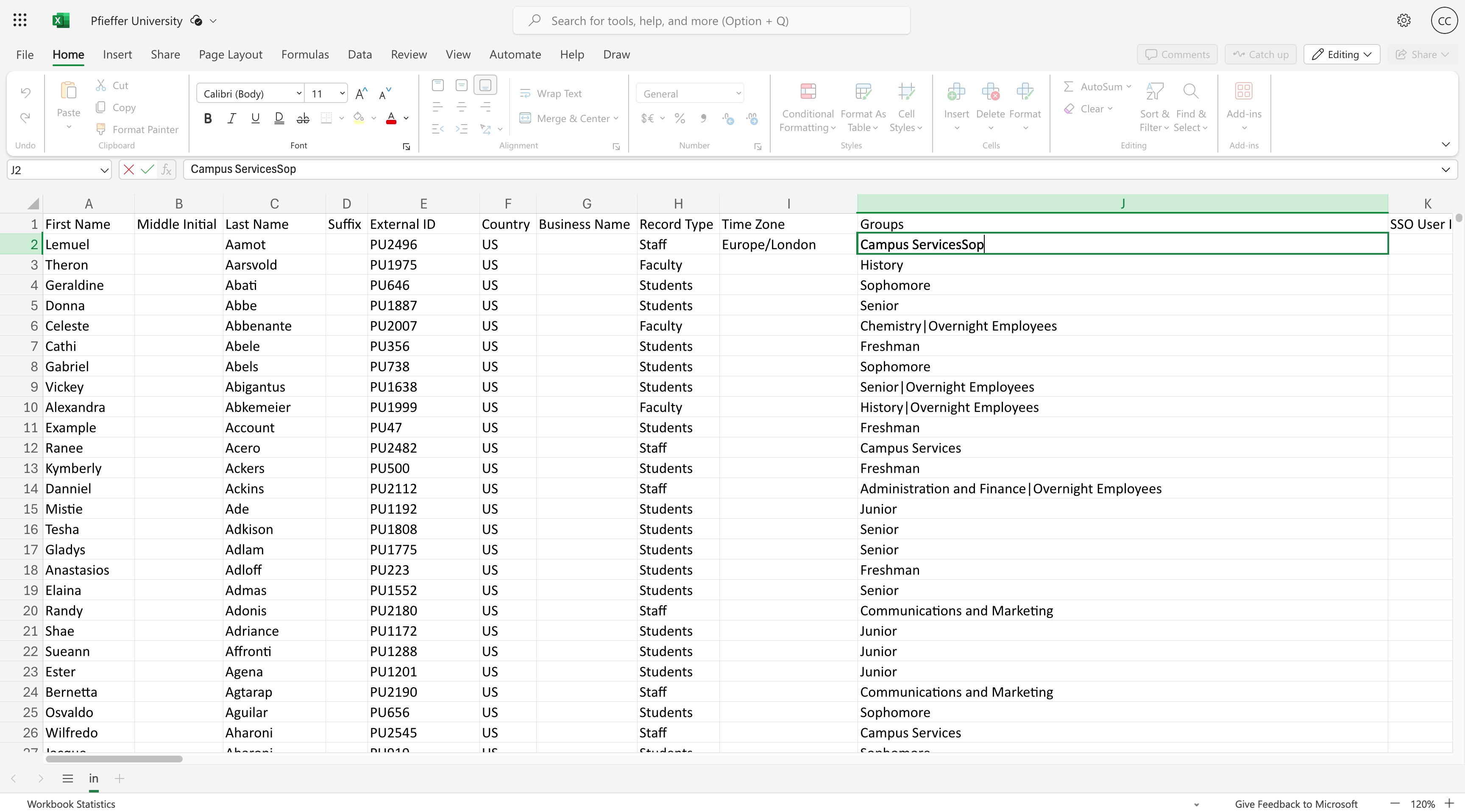 Excel - New Group