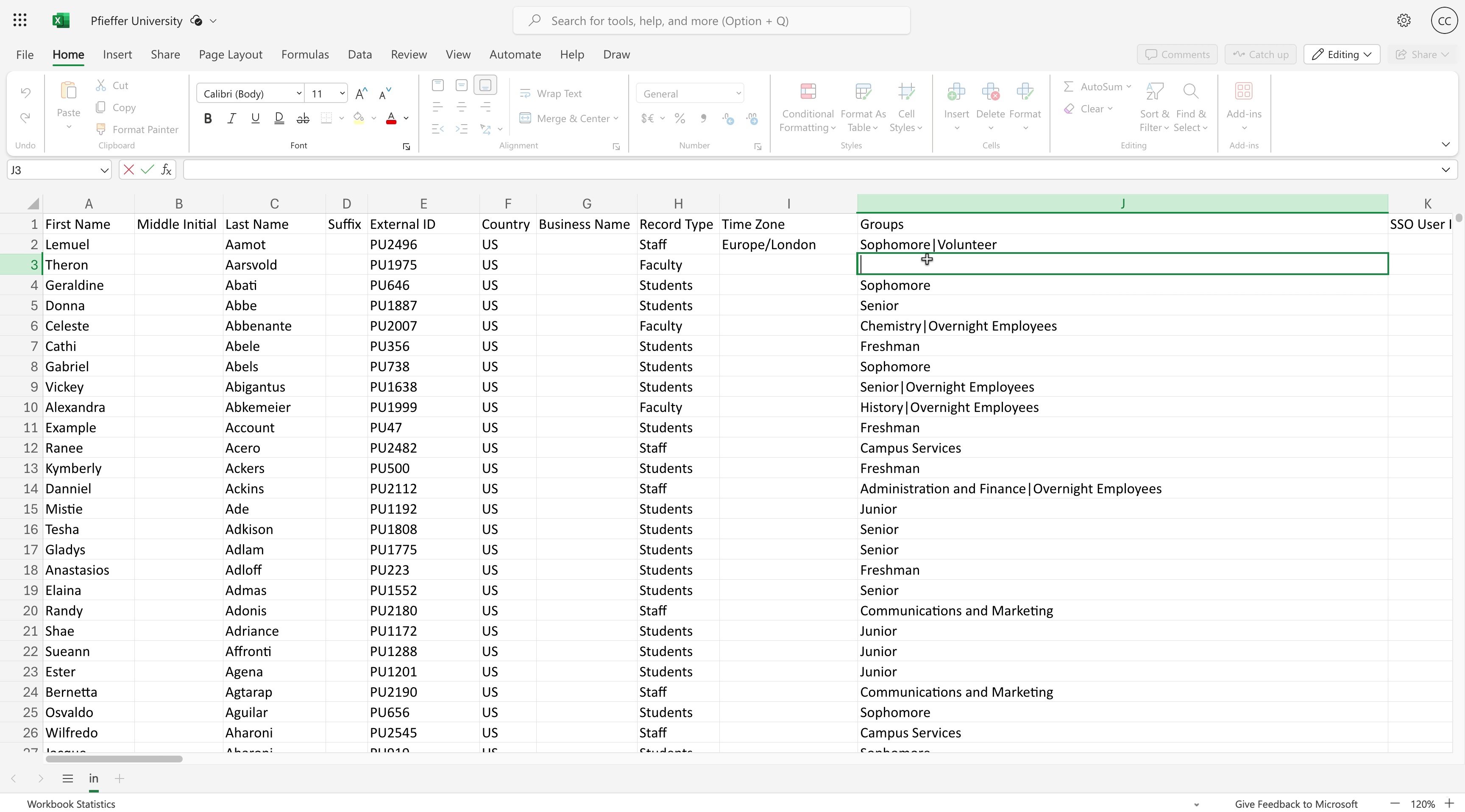 Excel - Create New Group