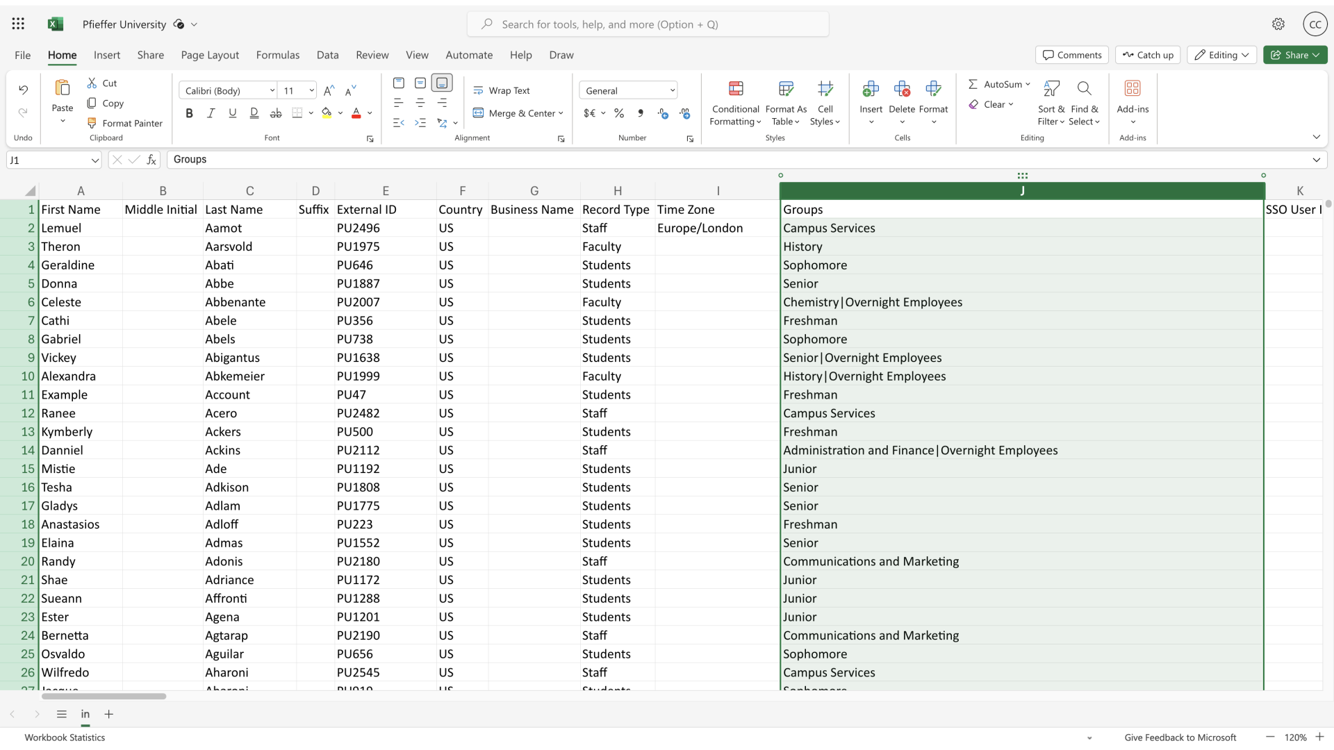 Excel - Group Column