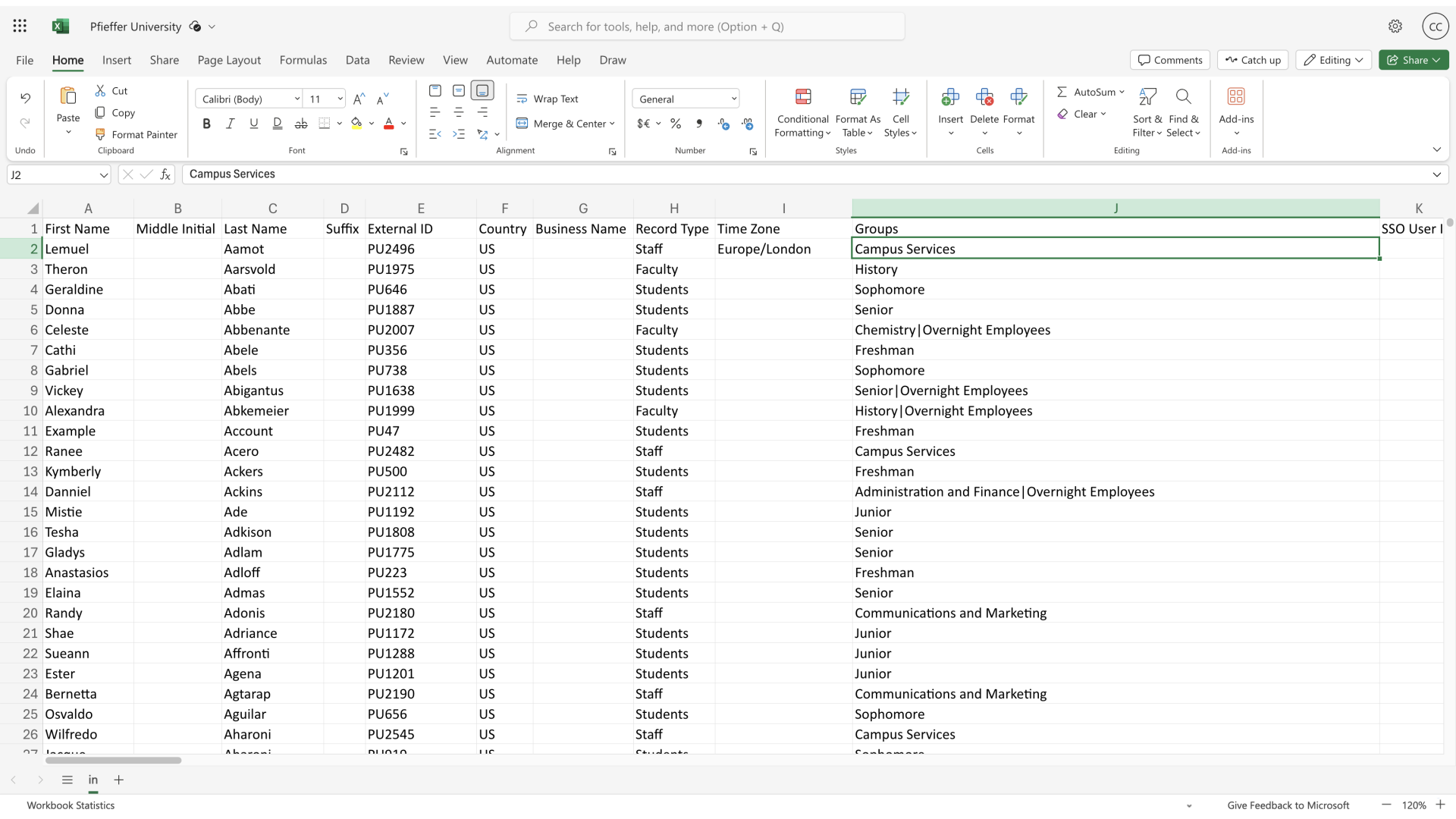 Excel - New Group