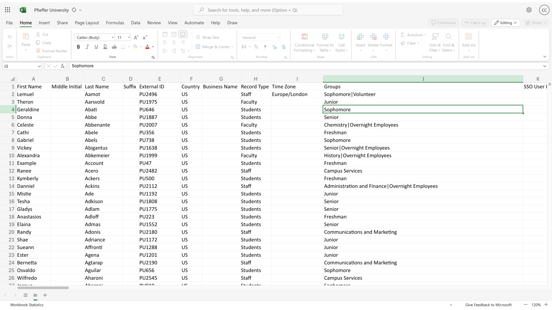 Excel - Create New Group