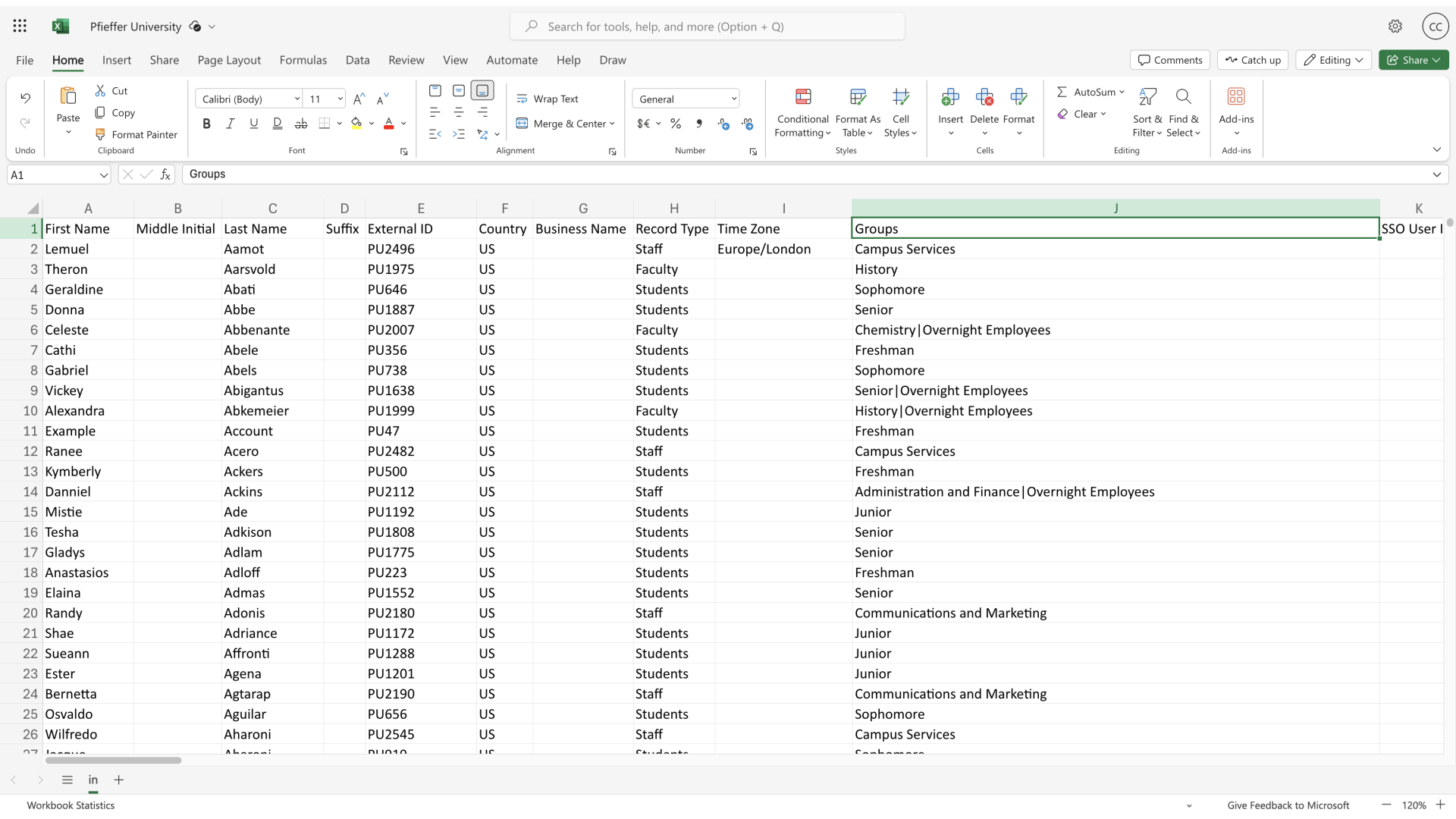 Excel - Group Column