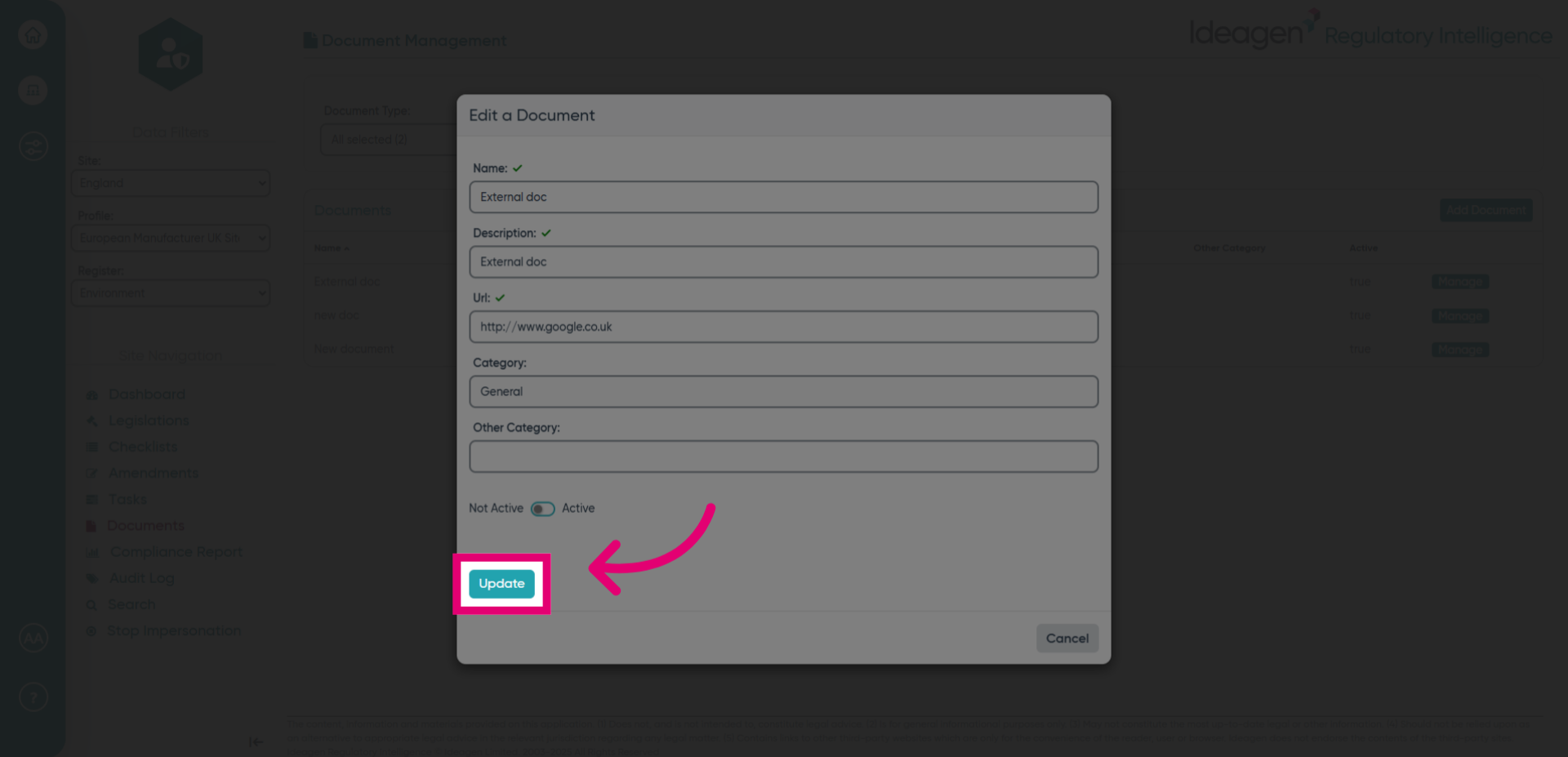 Click 'Update'