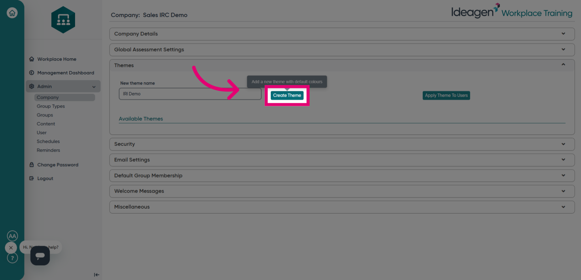 Click 'Create Theme'