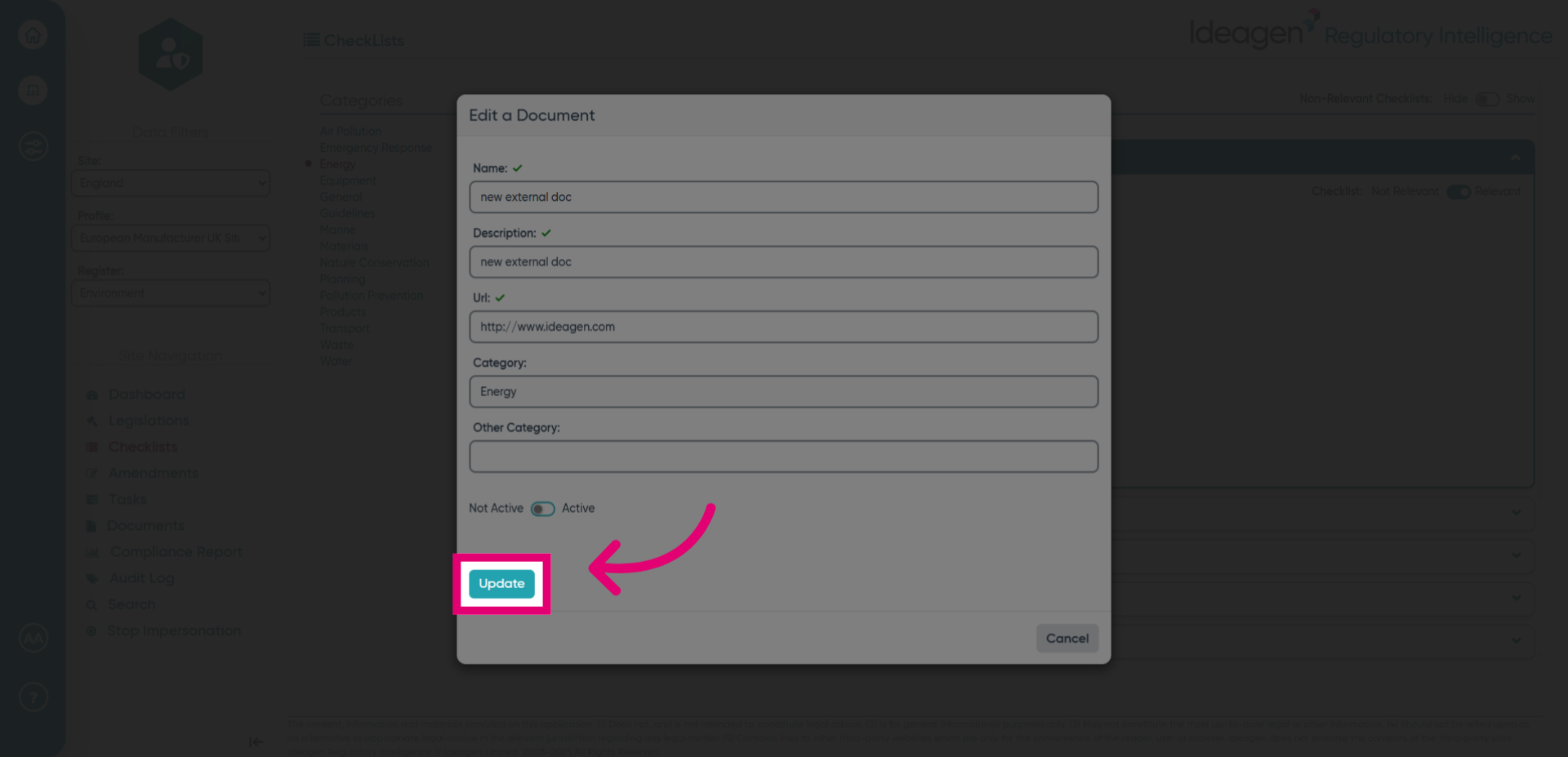 Click 'Update'