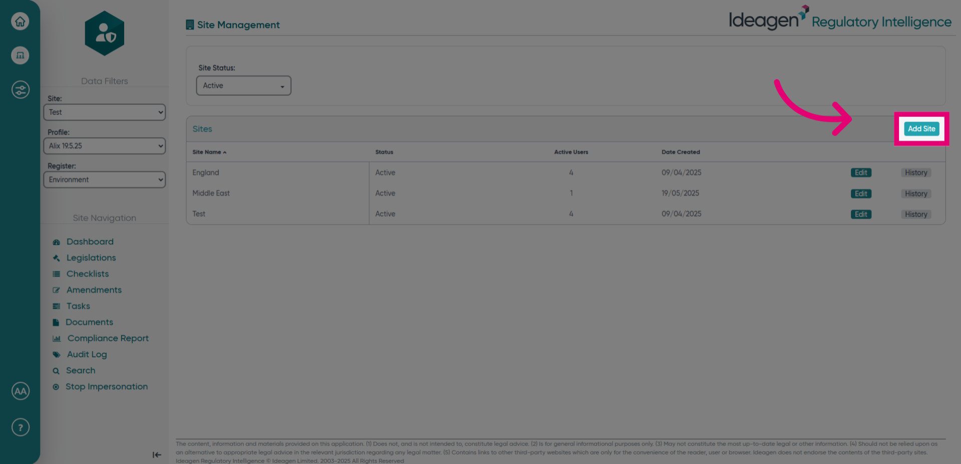 Click 'Add Site'
