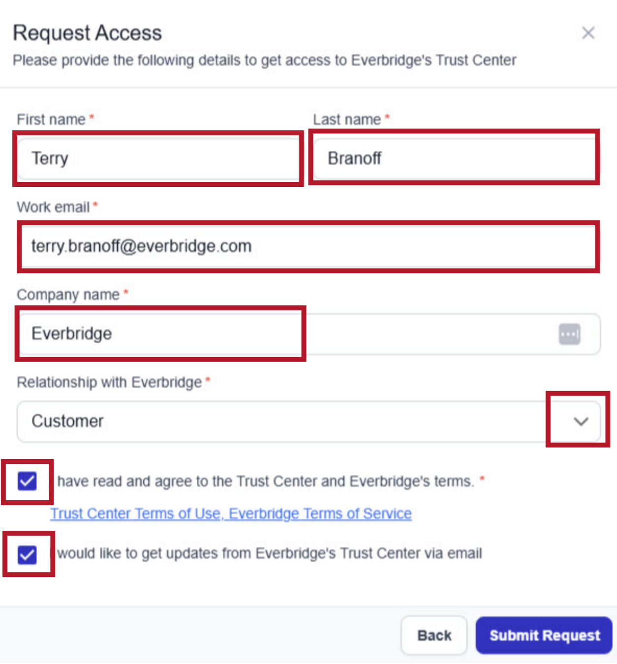 Request Required Details