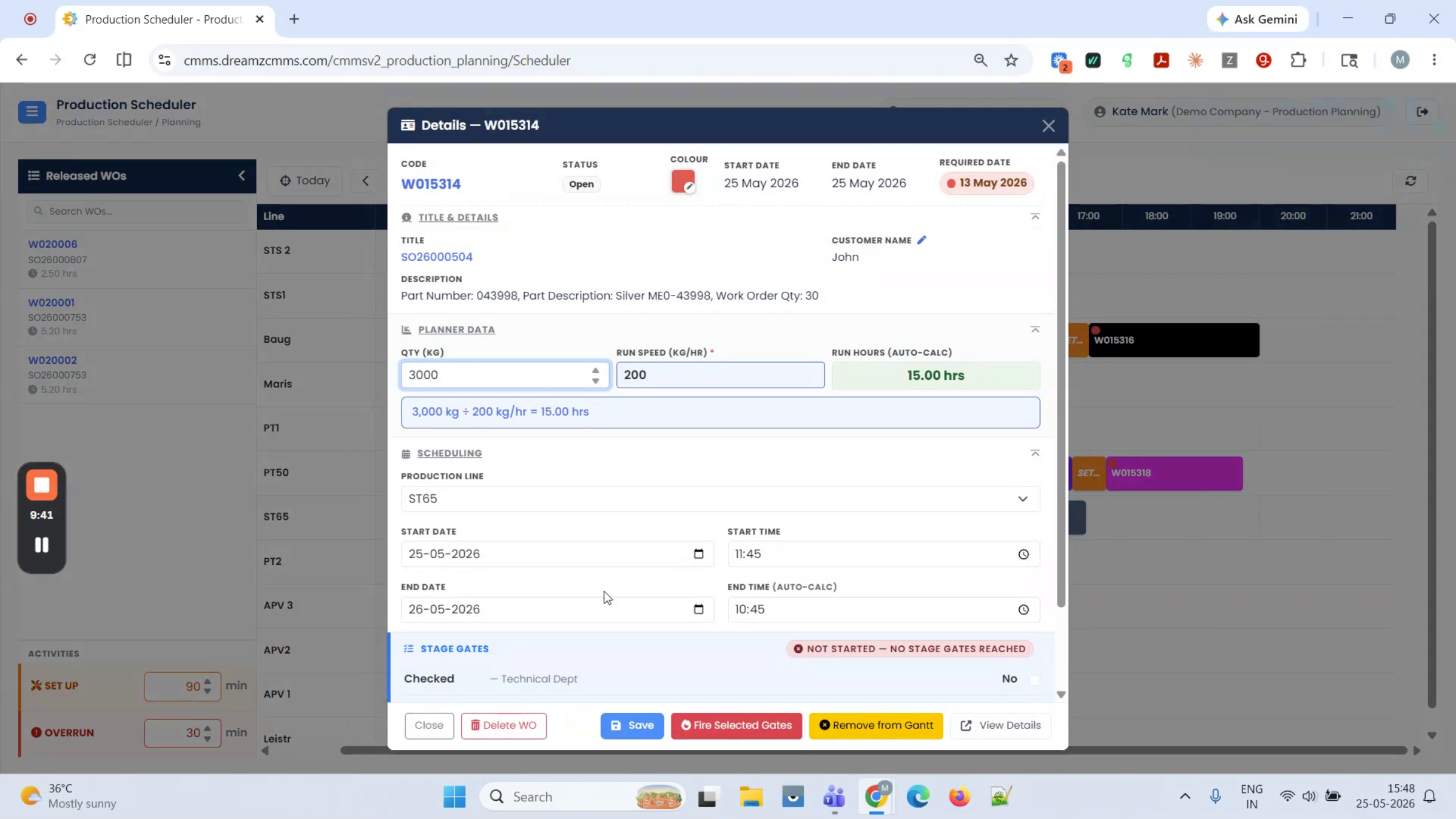 Adjust Job Duration And Setup