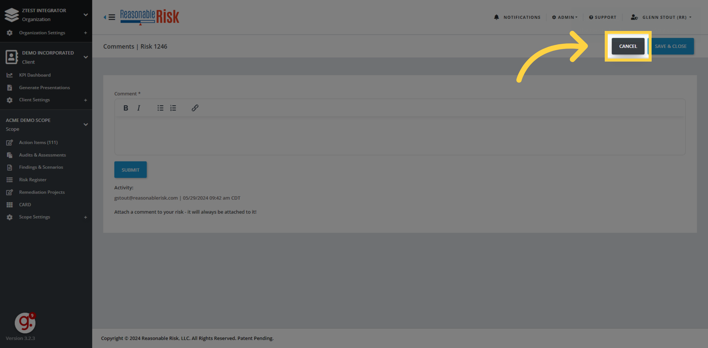 Click 'Cancel'