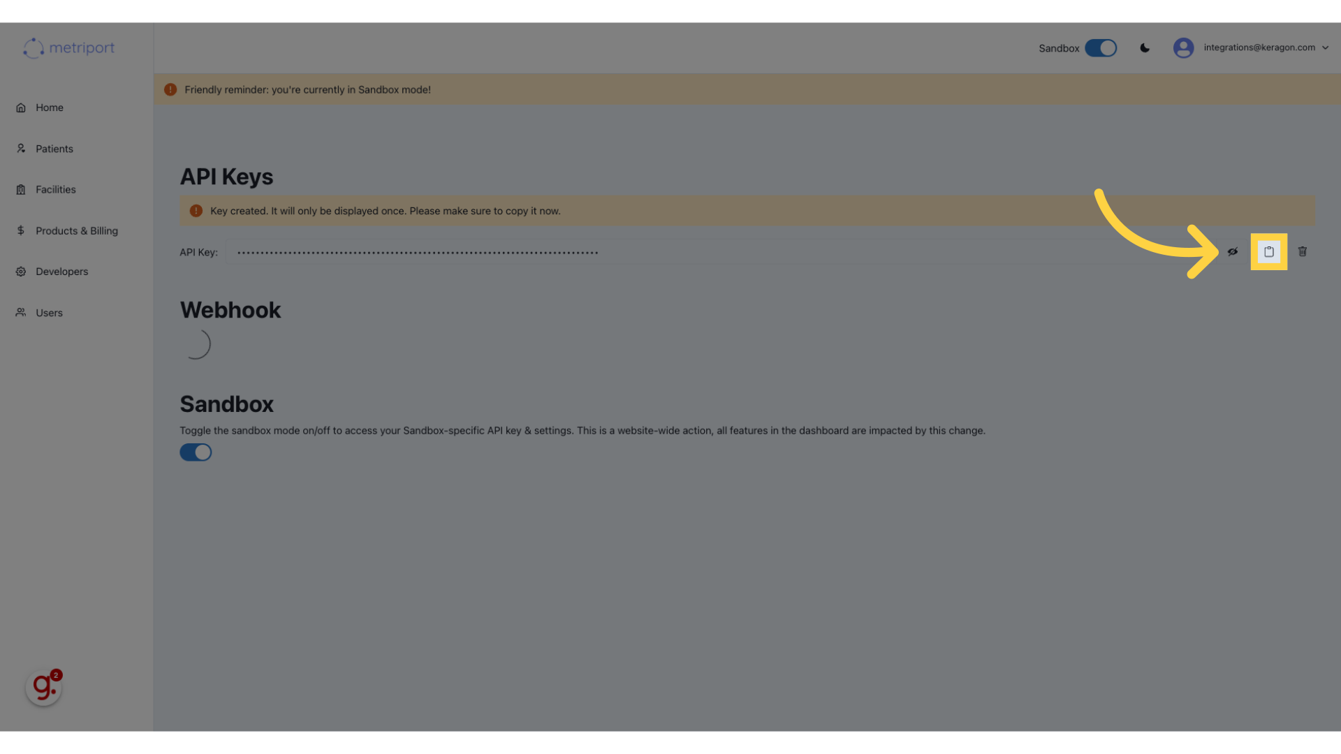 Copy your API key