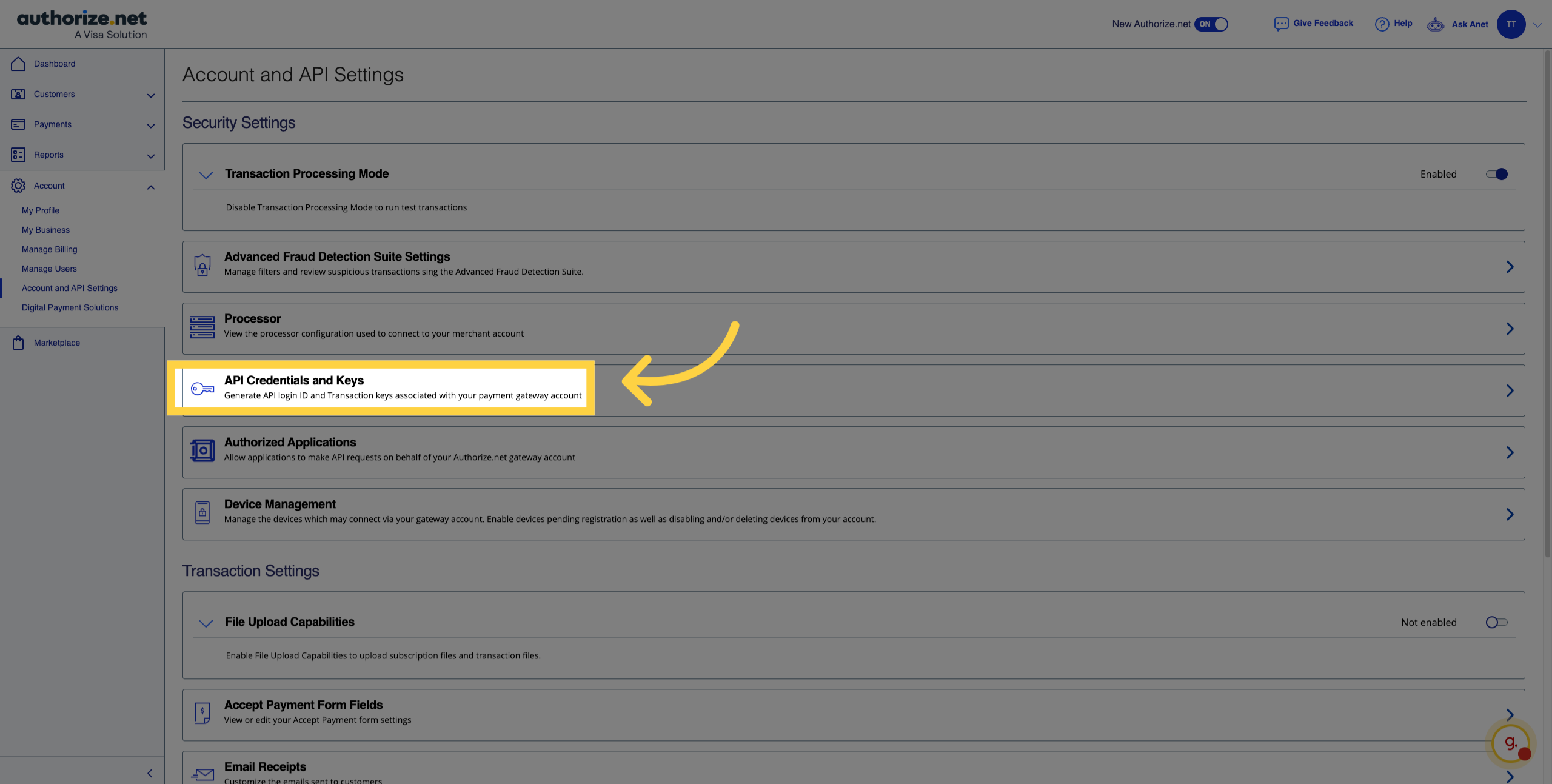 Access API Credentials and Keys