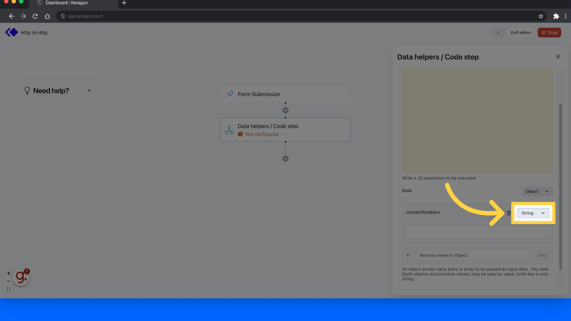 Select the data type of your data. Make sure that exactly matches the data type that is available in the variable selector.